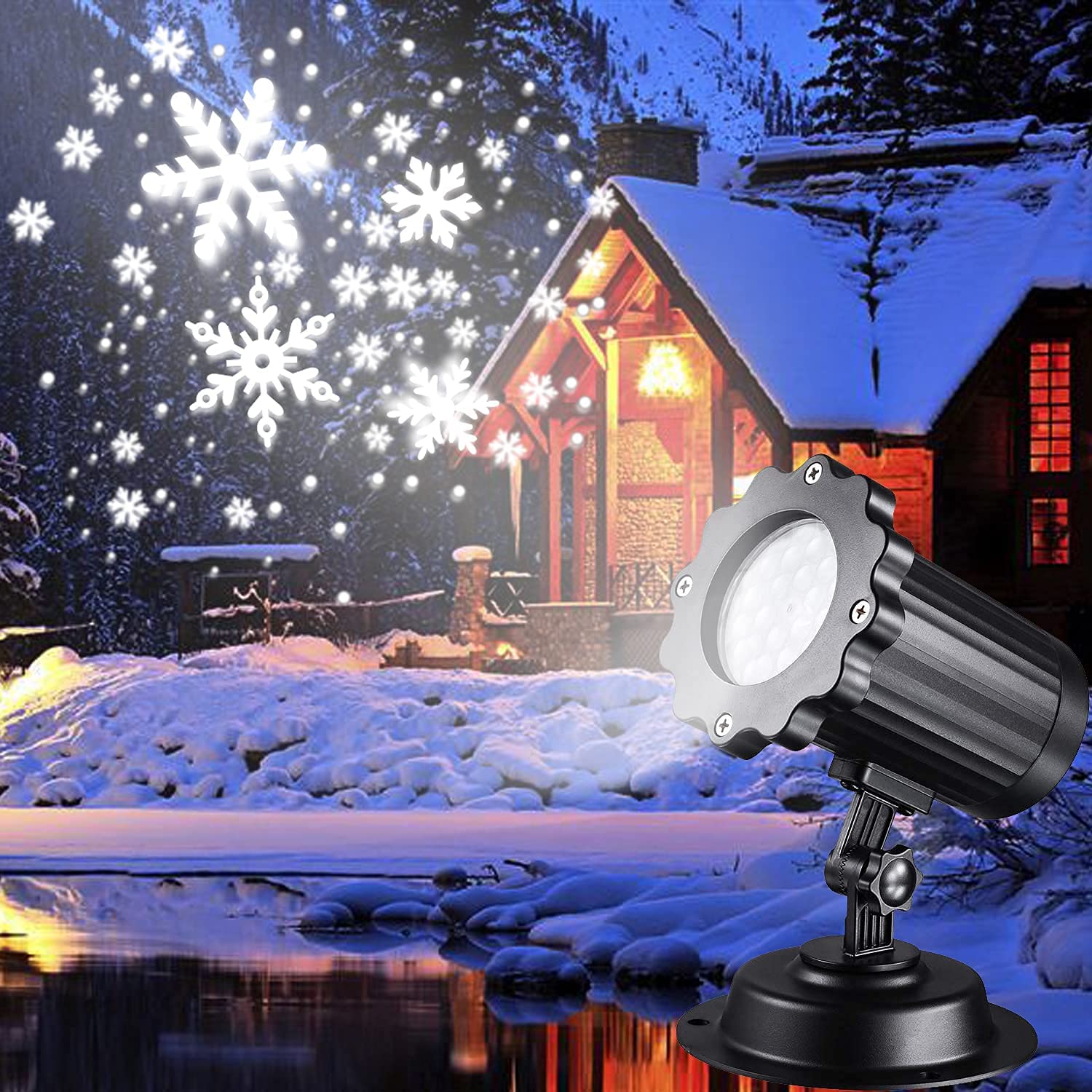 Weihnachtslicht Projektor, EONYUANGUO Schneeflocken Projektor Licht Outdoor Innenschneefalllichter mit Remote & Timer IP65 Dynamischer Schneeeffekt Scheinwerfer zur Weihnachtsfeier (C Modell)