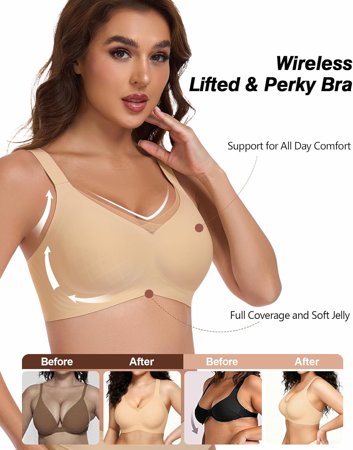 Comfortable Wireless Bras for Women Seamless Padded Push Up No Show Bra with Support - Image 2