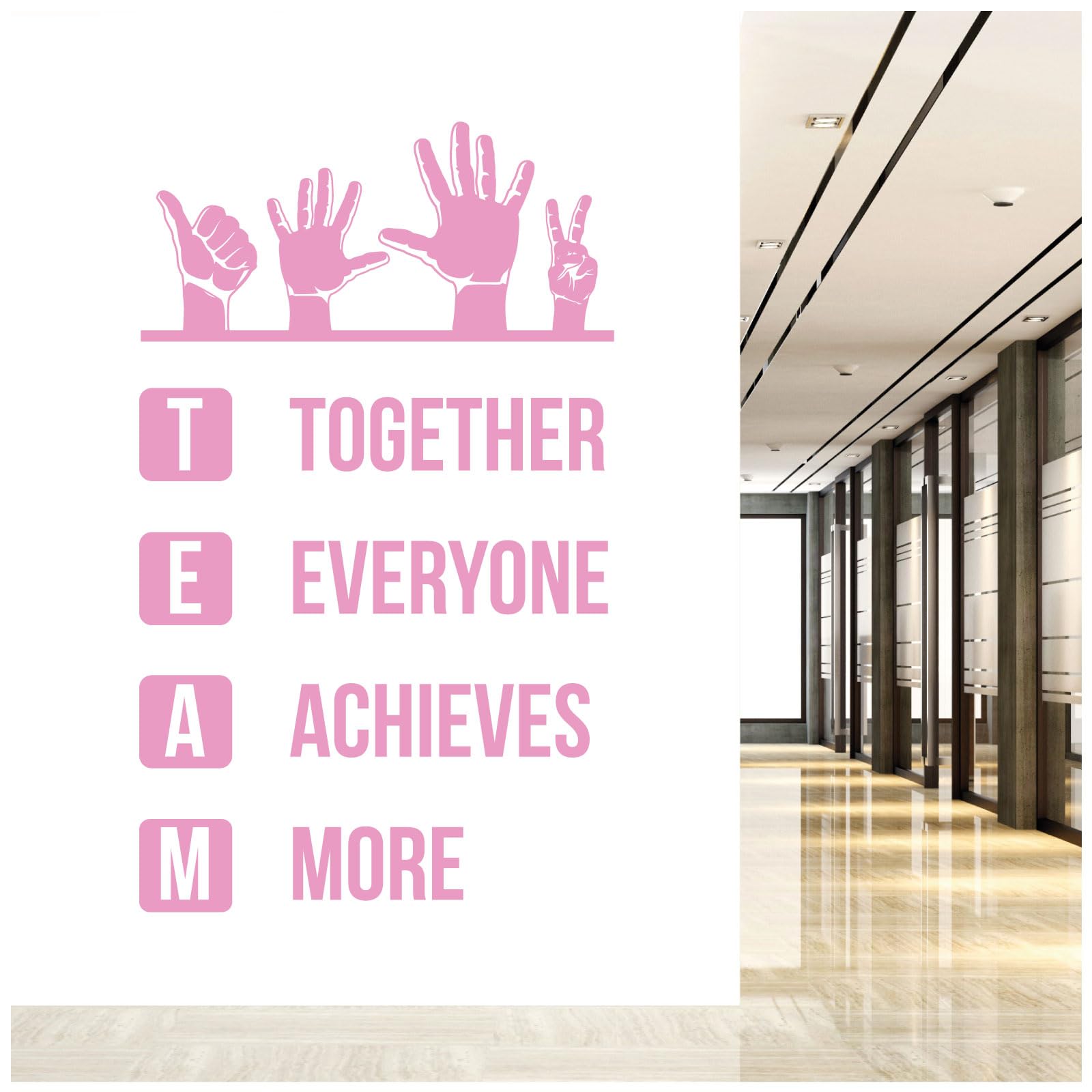 Team - Together Everyone Achieves More - Wall Quote, Office, Corporate, Corridor Wall Art Sticker [XXLarge] [Pink]