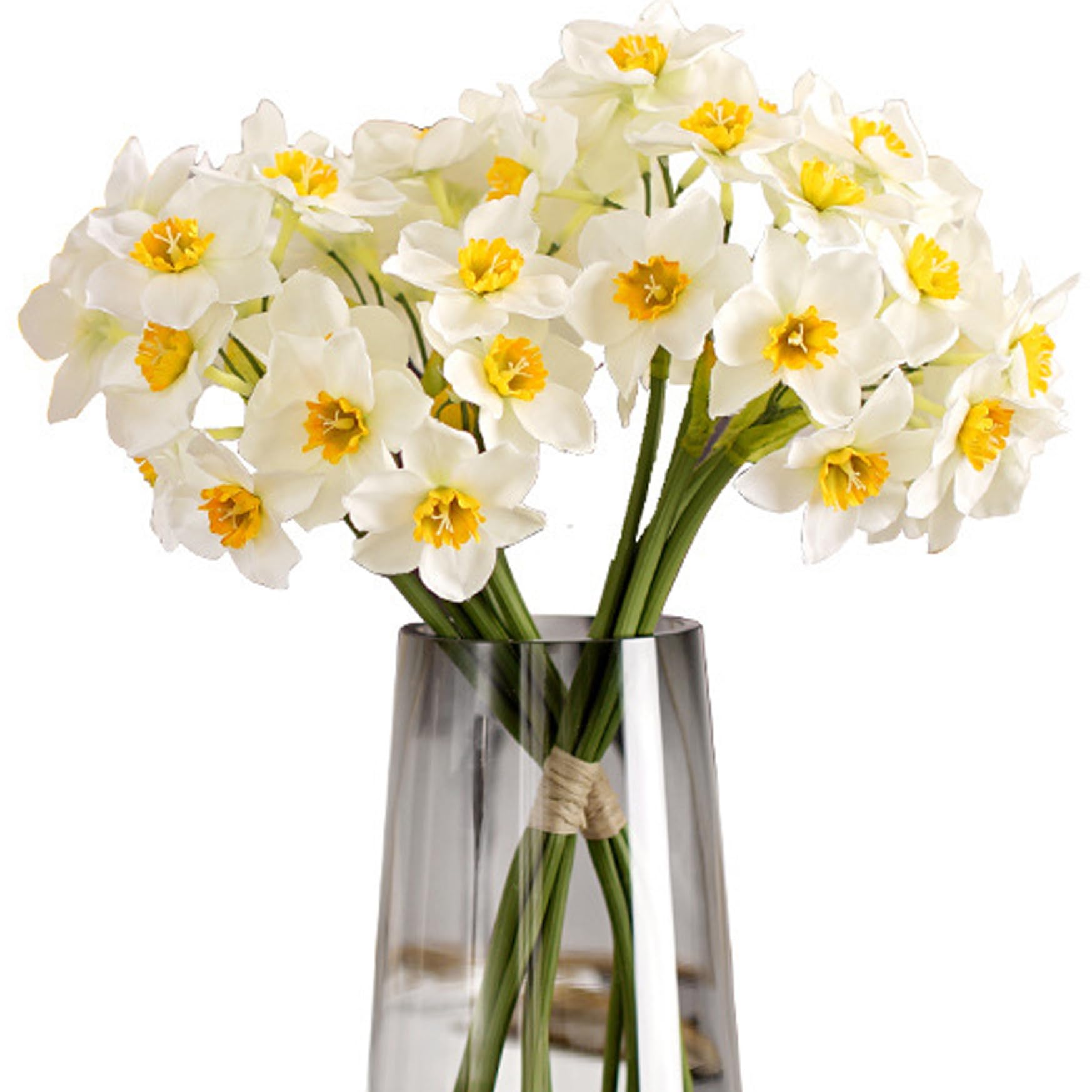 Narcisos blancos artificiales de 40cm flores de seda realistas de bajo mantenimiento