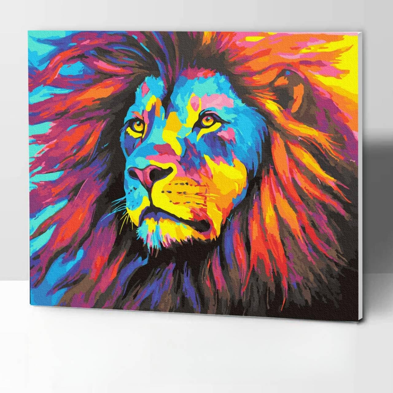 KOMKING Paint by Numbers for Adults with Frame, Painting by Numbers for Adults Children, Kids Animal Paint by Number, King of Colorful Lion 30x40cm