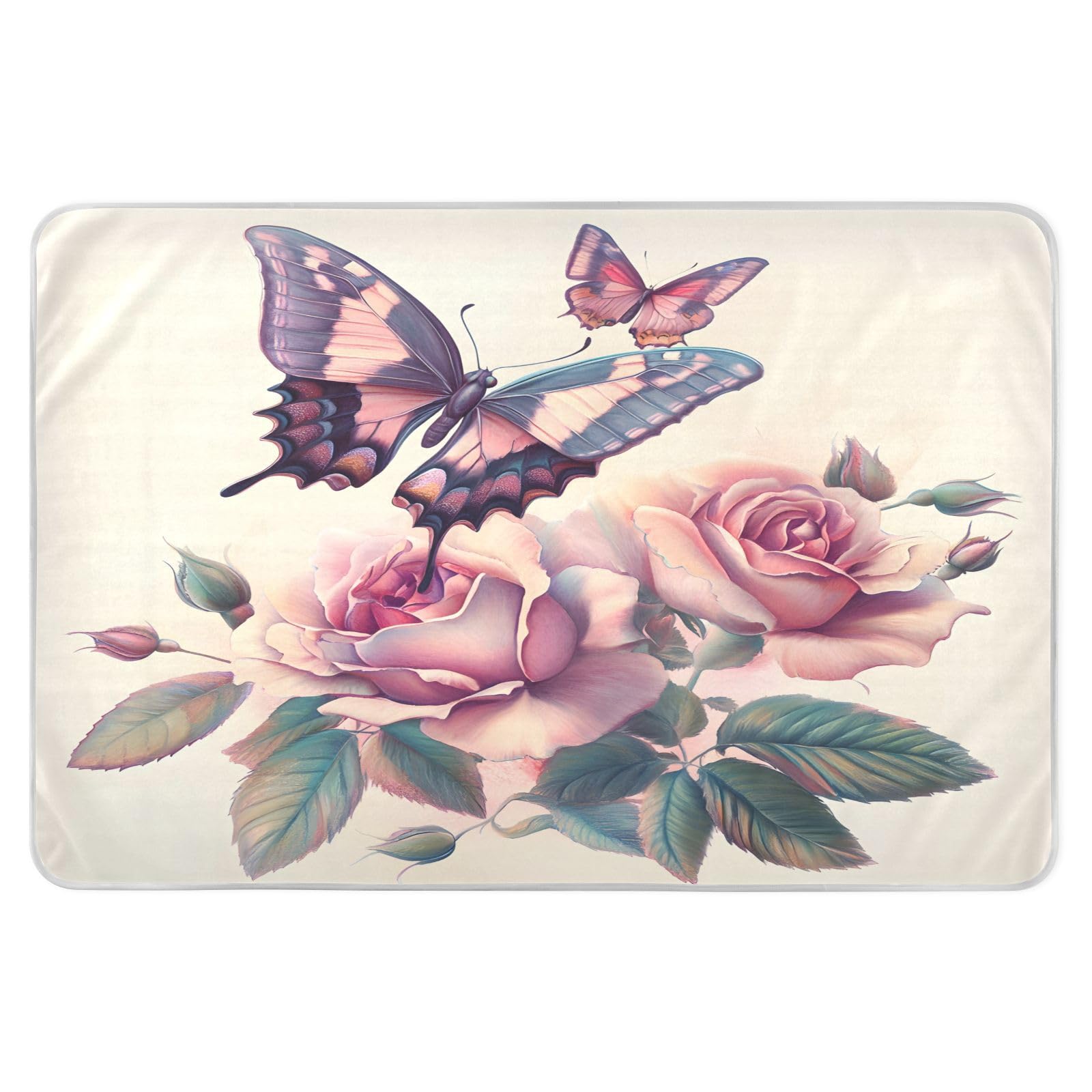 CEBUGI 34” x 52”Washable Underpads Heavy Absorbency Waterproof Incontinence Bed Pads Butterfly Rose Pee Pads for Adults Kids and Baby