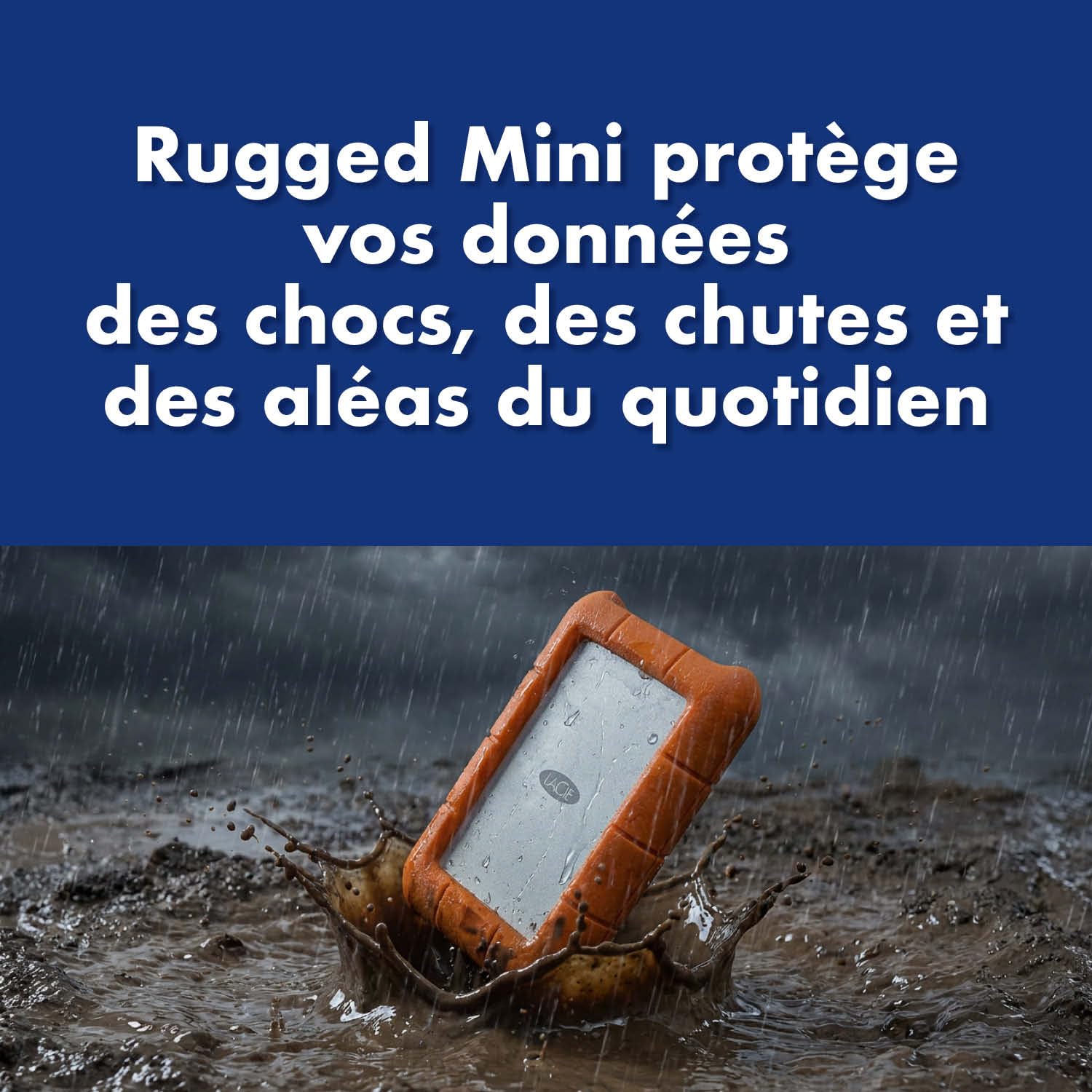 LaCie Rugged Mini 5TB — antichoc, USB‑C Disque dur externe portable 2,5", pour Mac et Windows — Service Rescue Data Recovery inclus