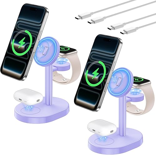 Miniatura 10 de 2025 Estación de Carga Inalámbrica 3 en 1 para Cargador Apple MagSafe, Soporte de Cargador Magnético Rápido Mag-Safe de 15W para iPhone 17 16 15 14