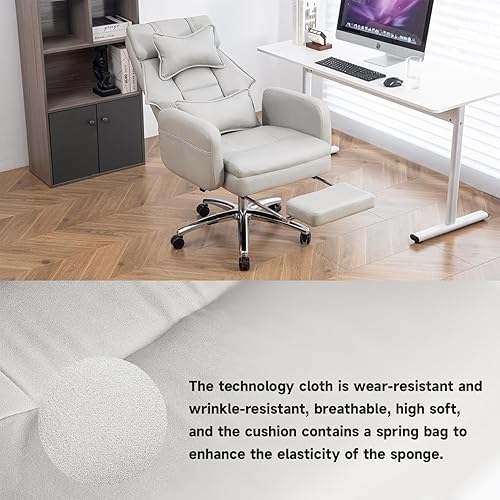 Miniatura 5 de Silla de oficina ejecutiva, sillas de escritorio ergonómicas grandes y altas con reposacabezas y reposapiés, reclinable ajustable con respaldo alto,