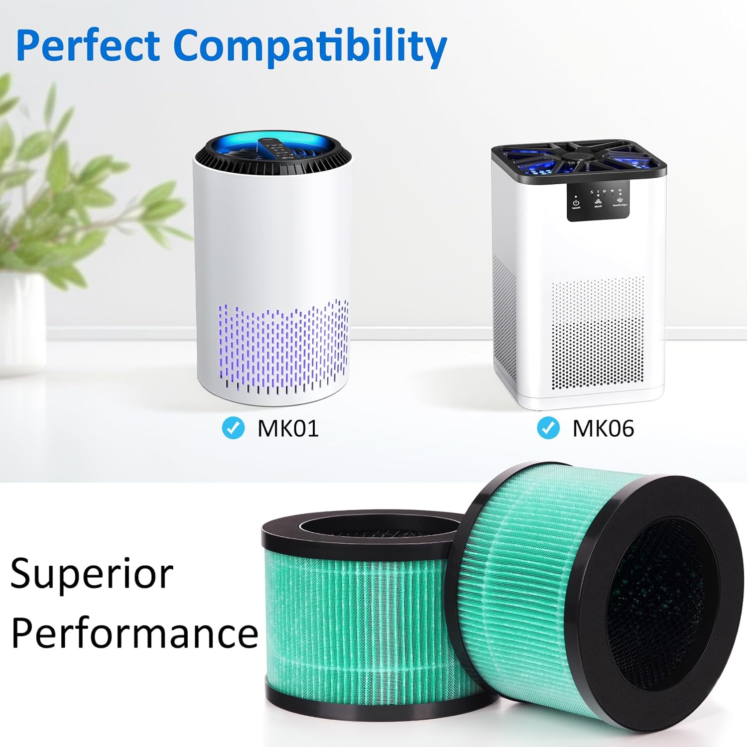 MK06 MK01 True HEPA Replacement Filter Compatible with AROEVE MK01 MK06 and Kloudi DH-JH01 Air Purifier, Pet Dander Version, 3 Pack - Image 3