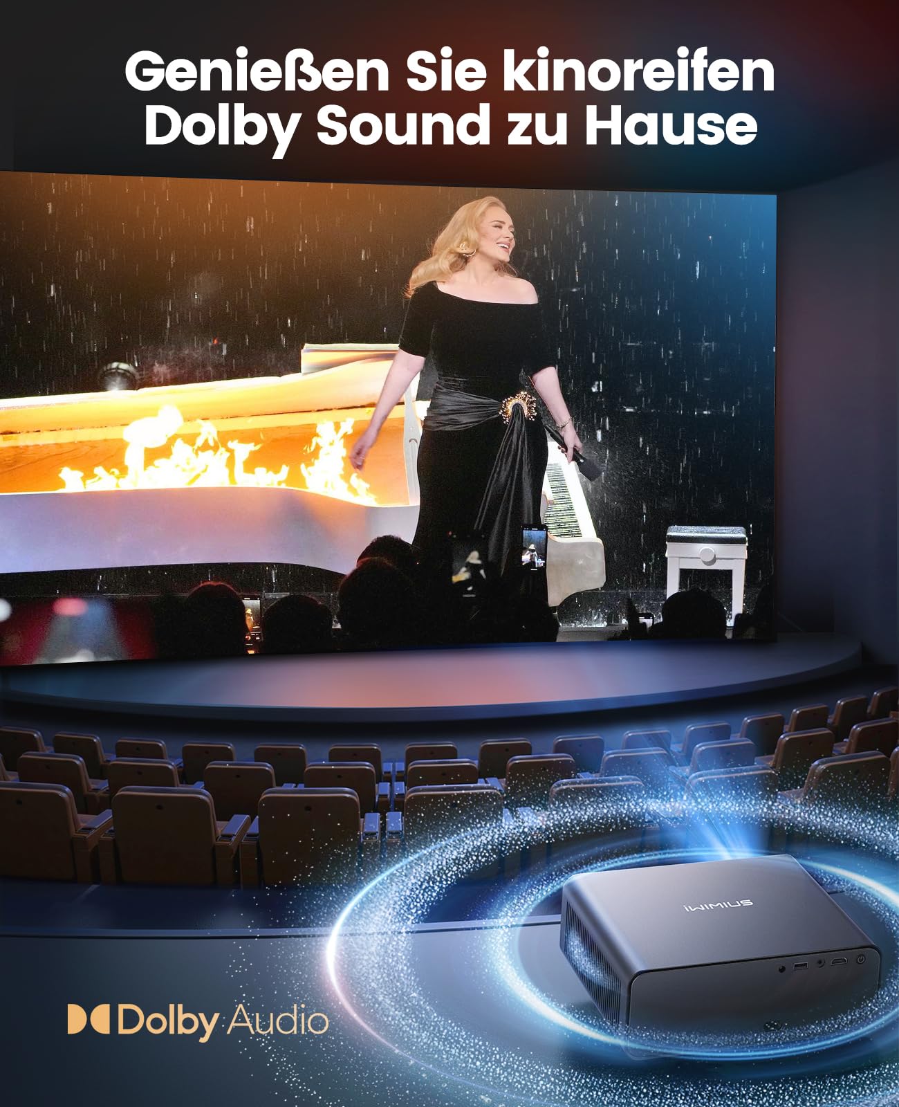Smart Beamer 4K Heimkino 1000 ANSI Full HD 1080P Mini Projektor mit Netflix-App Dolby Autofokus Trapezkorrektur WiFi6 Bluetooth