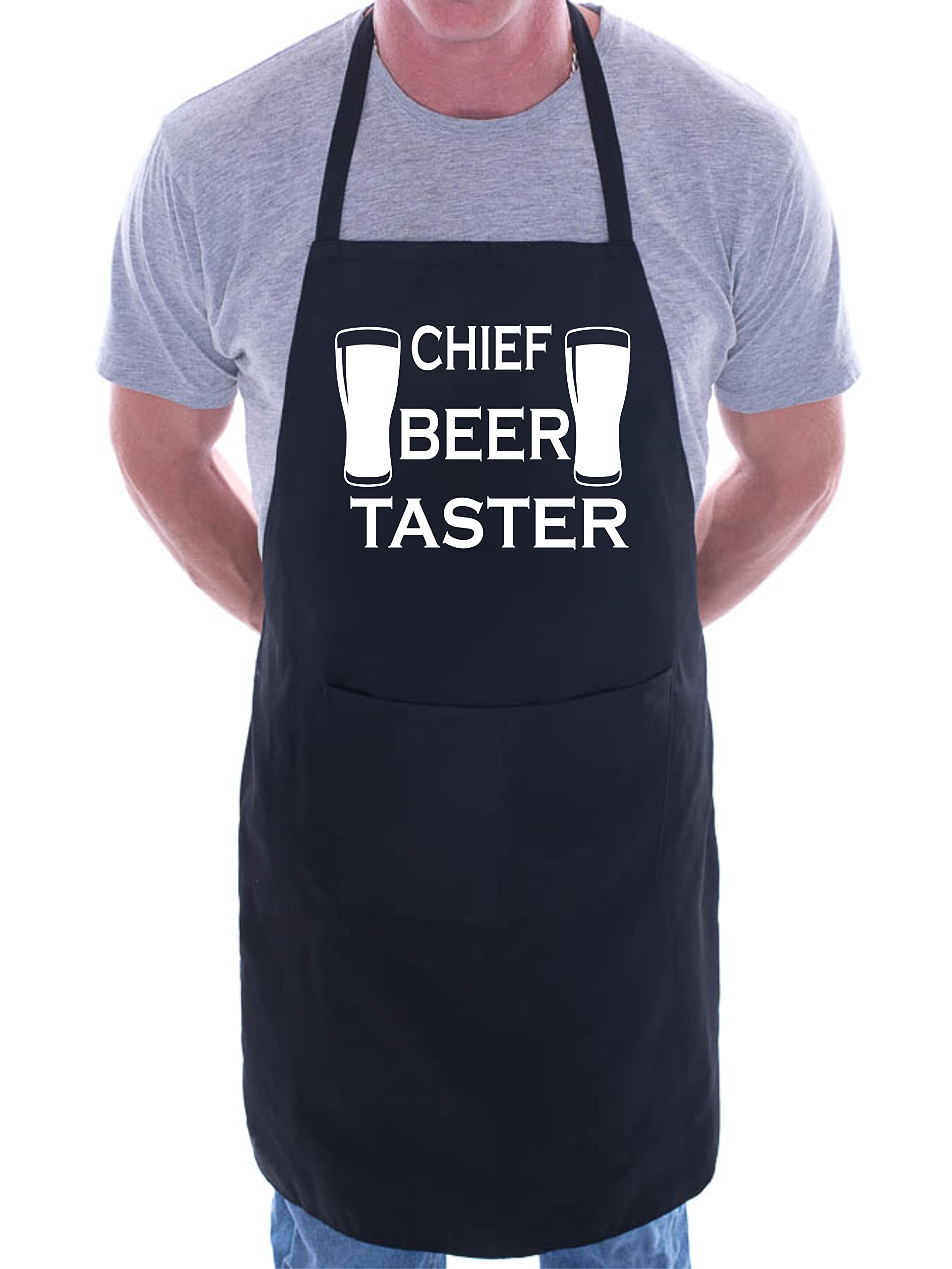 Print4U Chief Beer Taster Novelty Slogan Funny BBQ Baking Cooking Apron Black