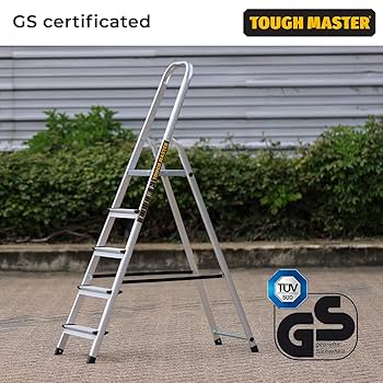 Tough Master Aluminium Folding 5 Step Ladder Max Load 150kg For Sale