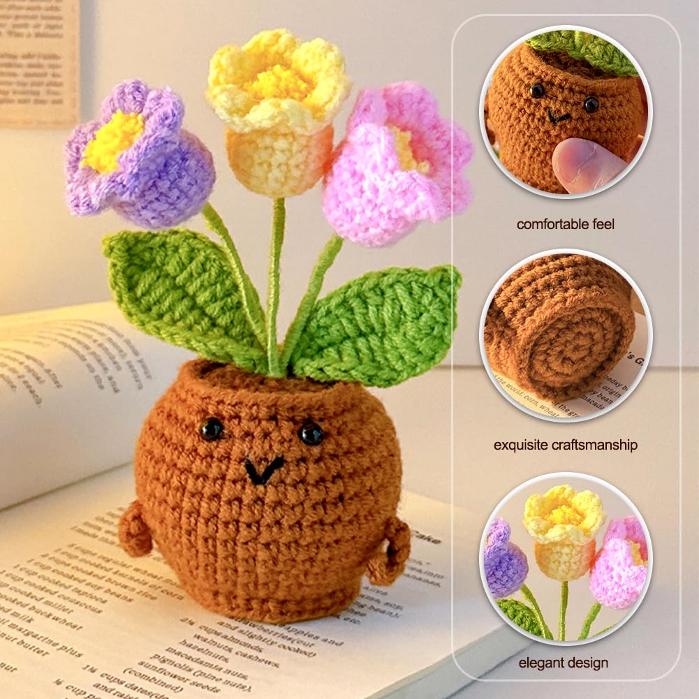 Fiore all'Uncinetto Lavorato a Mano, Mini Bambola Lavorata a Maglia, Decorazione Casa Creativa Idea Regalo