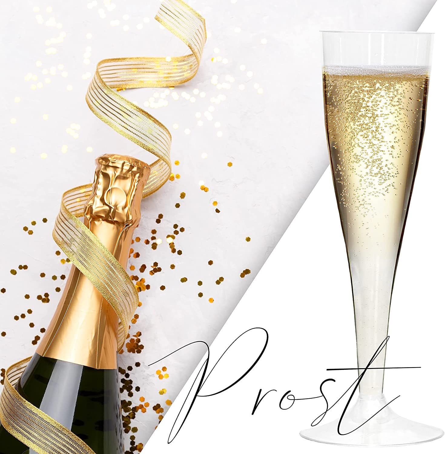 Decor Decorline - 96 x Flûtes à champagne à pied en plastique Dur de Decor Decorline - 96 x Flûtes à champagne à pied en plastique Dur de