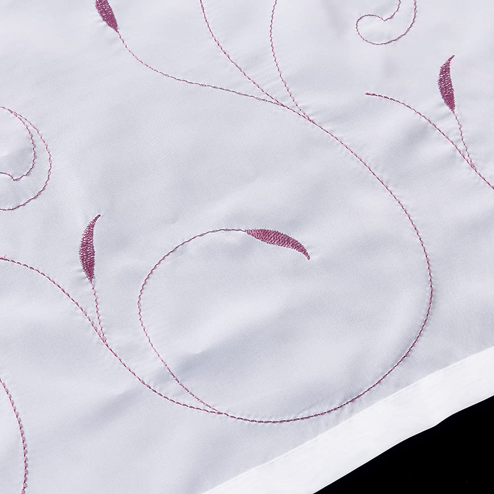 Tenda A Pacchetto Raffrollo Con Ricamo Floreale: Tenda Per Finestra In Velo Di Poliestere, Alta Qualità Per Camera Da Letto, Bagno O Balcone, Viola, 80x100 Cm