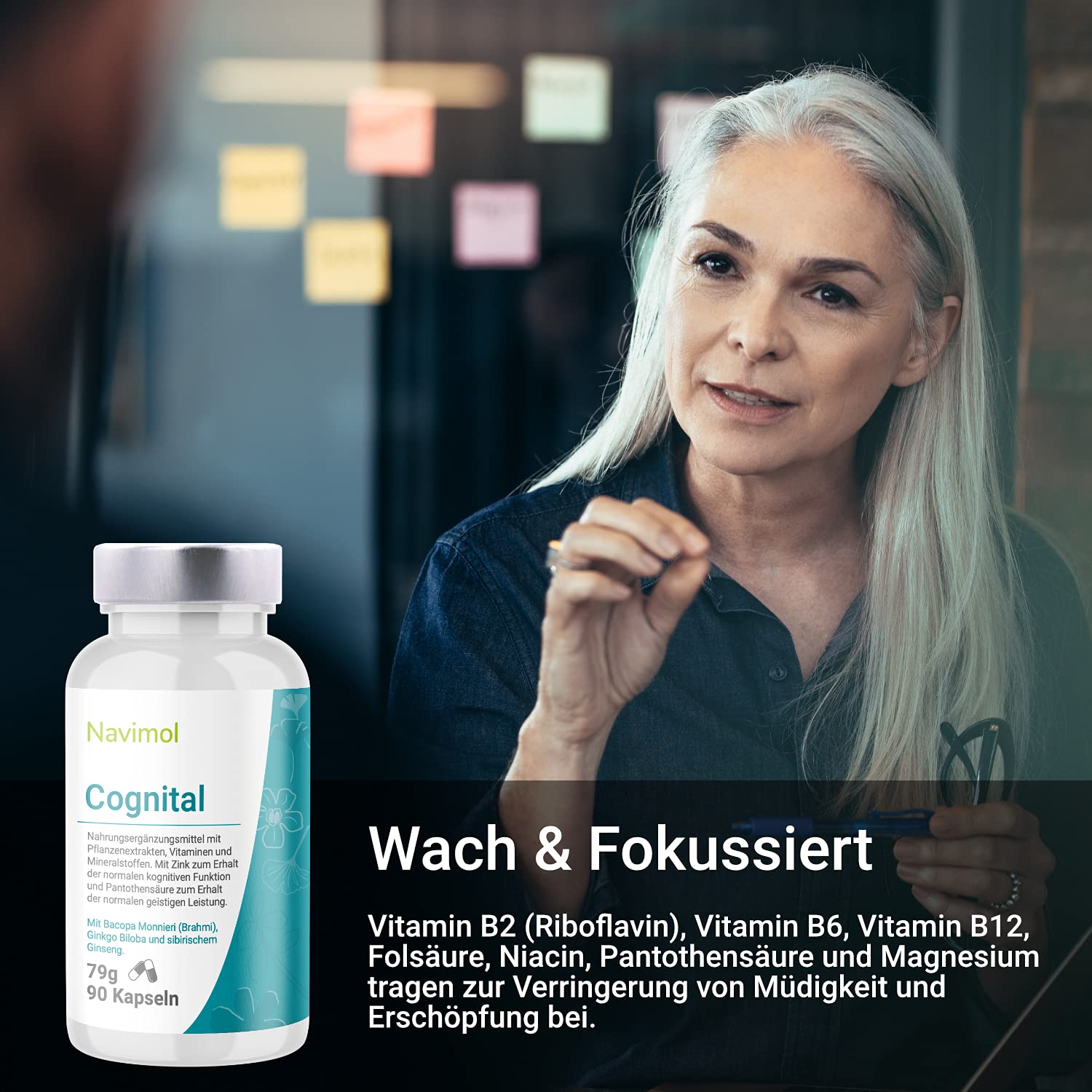 90 Kapseln Brahmi (Bacopa Monnieri Extrakt), Ginkgo Biloba, OPC Traubenkernextrakt & Sibirischer Ginseng | Natürliche Mikronährstoffe