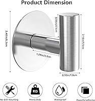 Vista 7 de Heavy Duty Self-Adhesive Coat Hooks, Stainless Steel Towel Hooks for Bags, Towels, Robes, Hats, Aprons – No Drill Bathroom, Kitchen, Hotel Wall