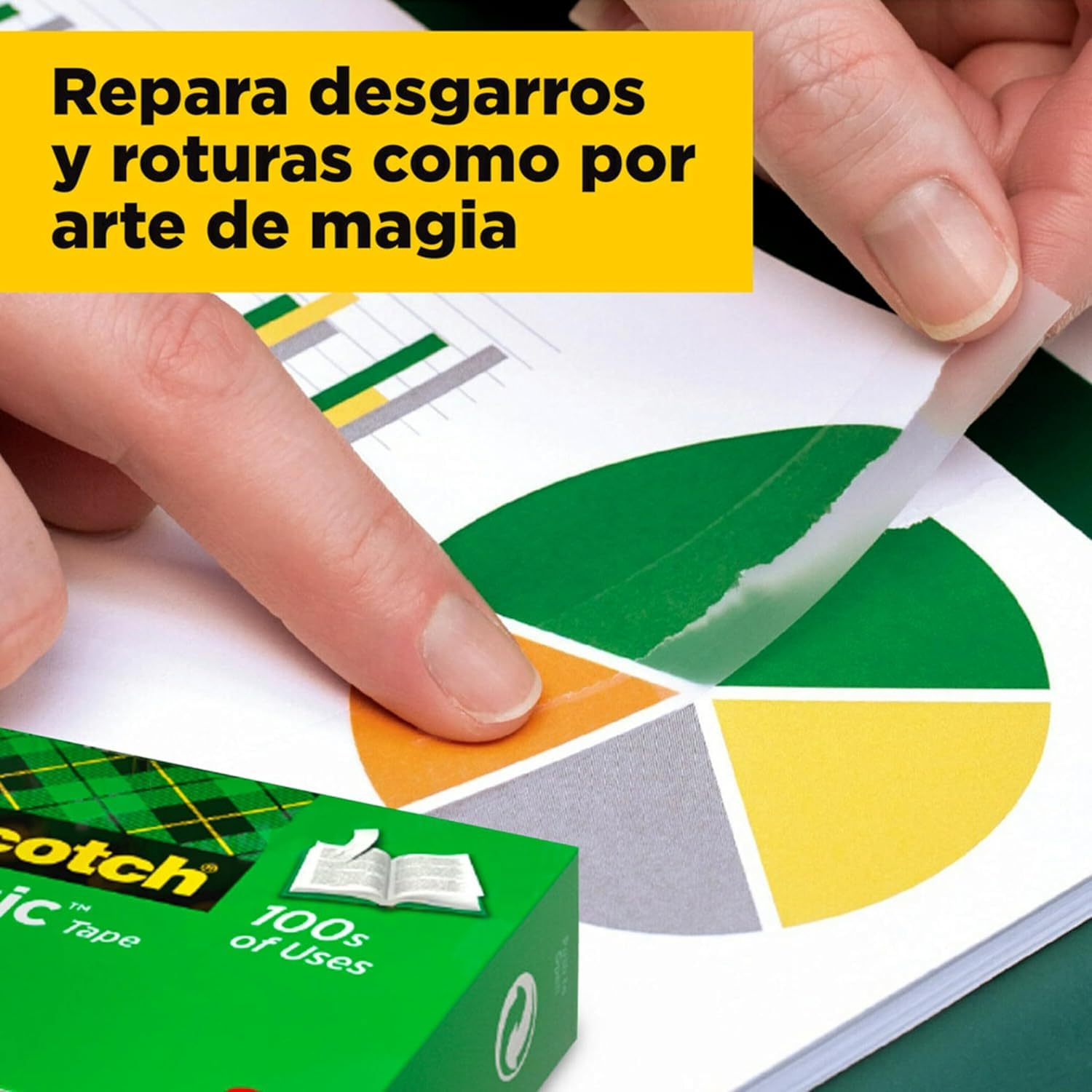 Scotch Magic Dispensador de cinta adhesiva portarrollos sobremesa 3 rollos transparente 19 mm x 33 m base antideslizante negro