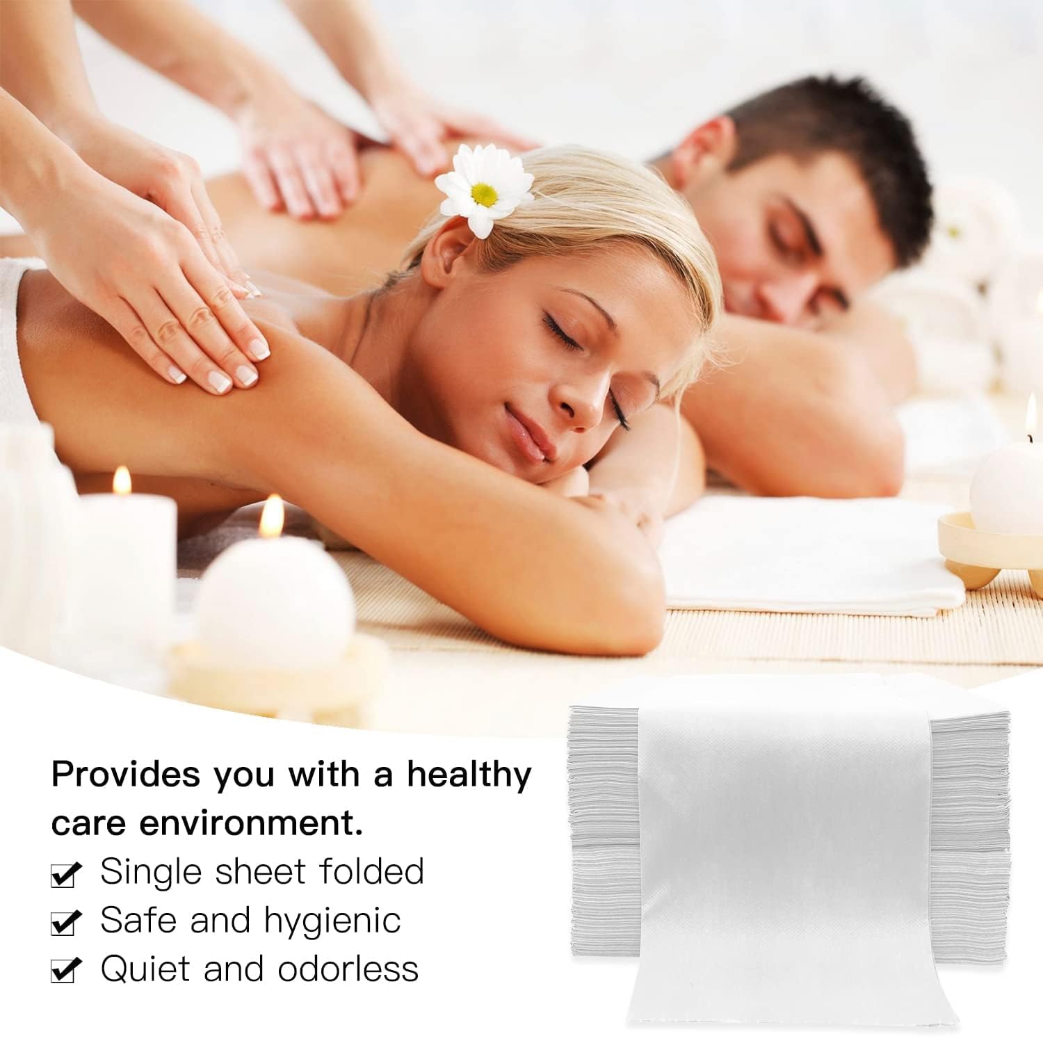 Hoja de mesa de masaje desechable, 100 sábanas de masaje desechables impermeables, fundas de cama desechables para spa, cera de pestañas, salón de tatuajes, tela no tejida, 71 x 31 pulgadas,