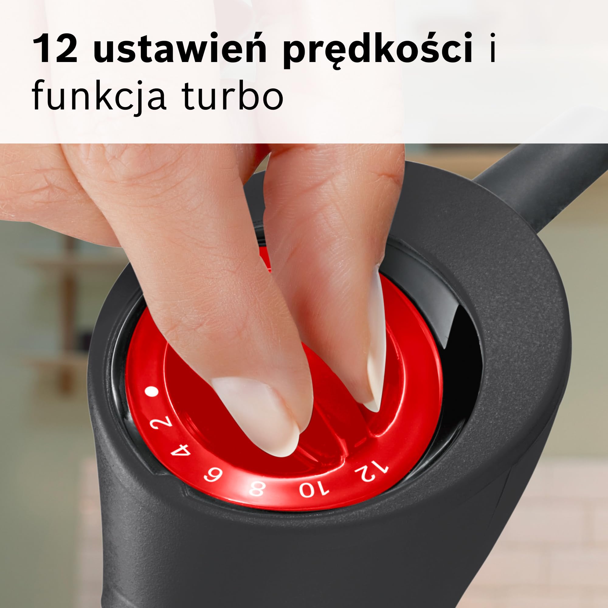 Bosch, blender ręczny, ErgoMixx, silnik 1000 W, 12 prędkości i funkcja turbo, pojemnik, czarny, MS6CB6110