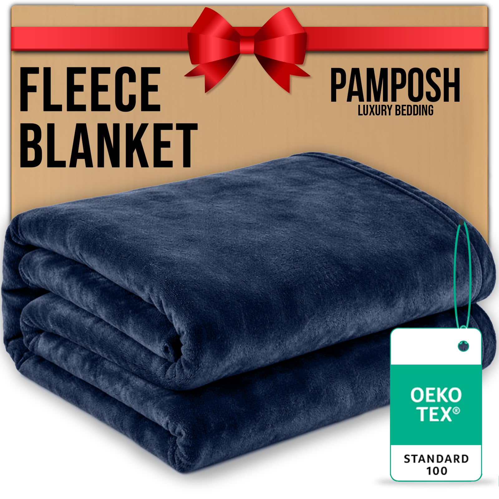 Pamposh Flannel Fleece Queen Size Throw Blankets - Microfiber Solid Blankets for Bed and Couch - Ultrasoft Lightweight Plush Fleece Blanket Queen Size for Camping and Travel