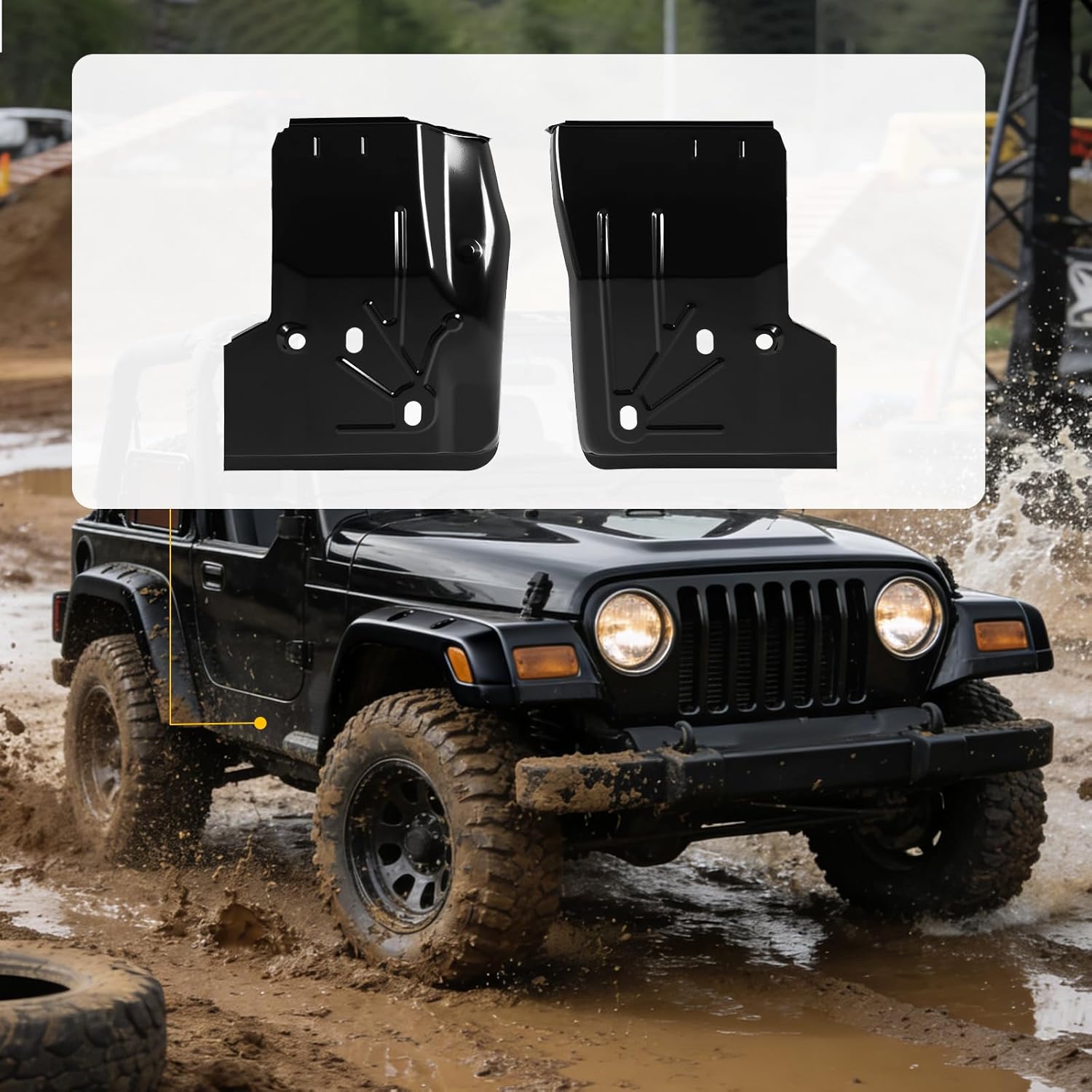 ECOTRIC Front Floor Pan Compatible with 1997-2006 Jeep TJ Wrangler 2-Door Driver & Passenger Side Set Steel Black