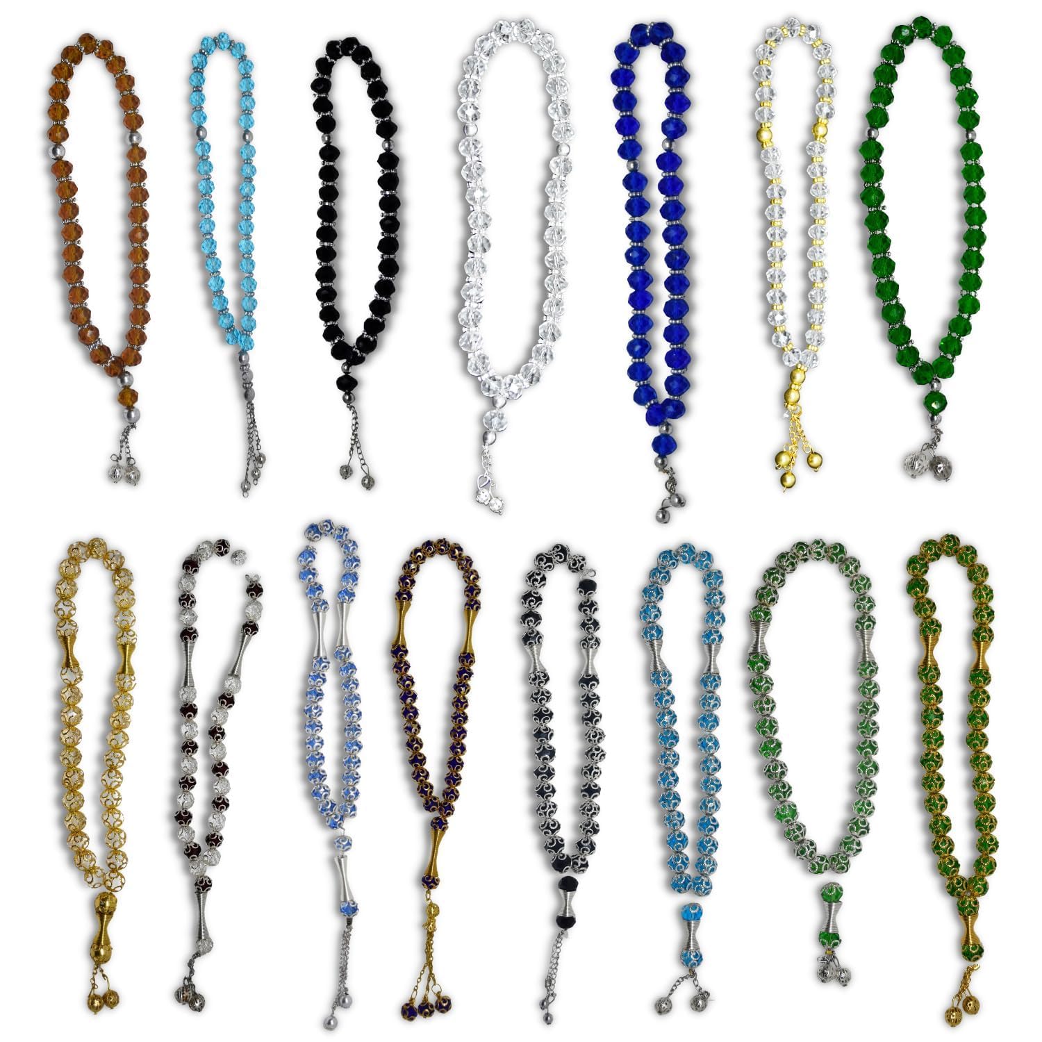 Lot De 2 Bracelets Misbaha En Agate - 33 Perles De 6 Mm - Prière Musulmane Et Décoration Unisexe