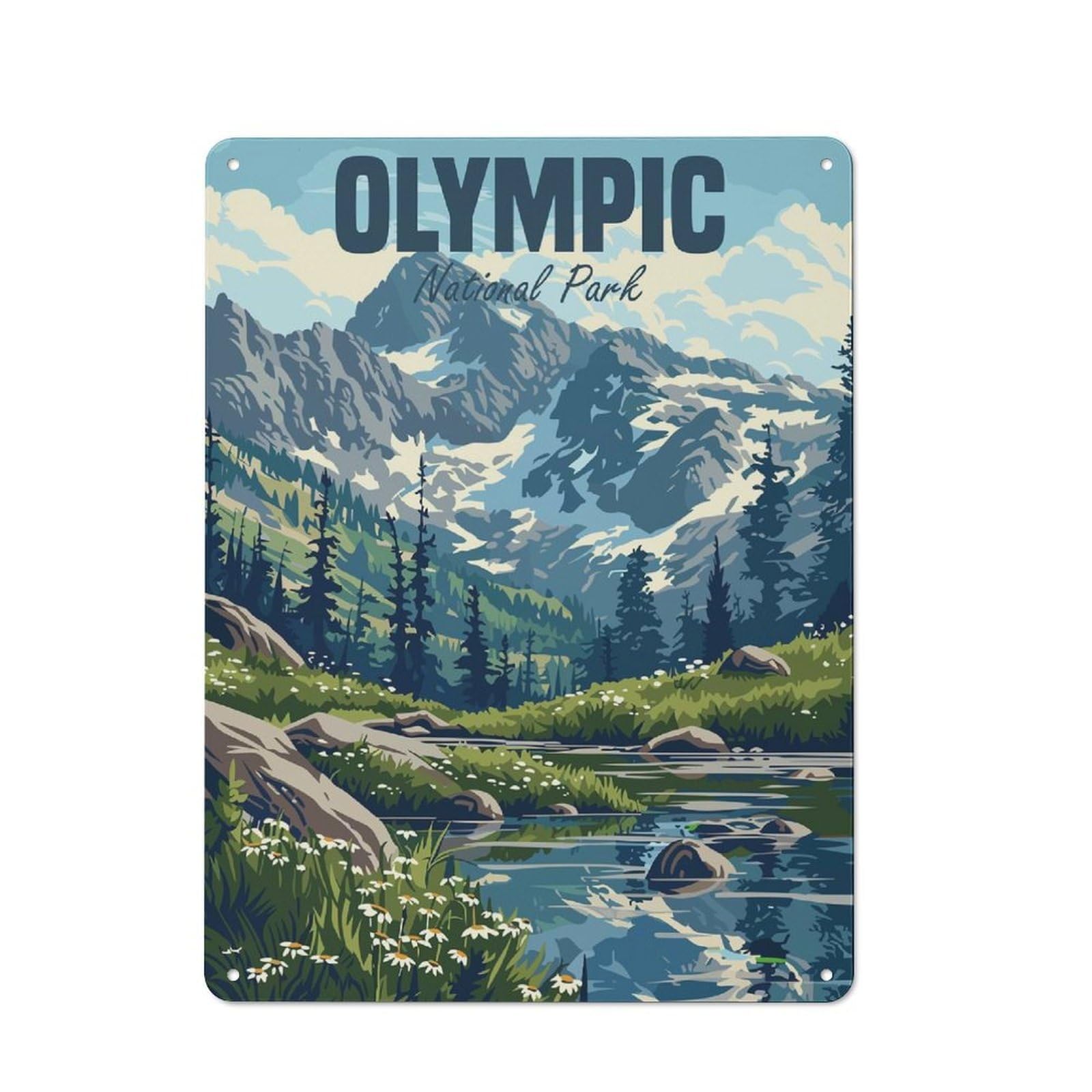 Junmoney Olympic National Park Metal Wall Sign 40X30cm Featuring For Café Or Home Bar, For Metal Sign Collectors, For Garage And Workshop Walls