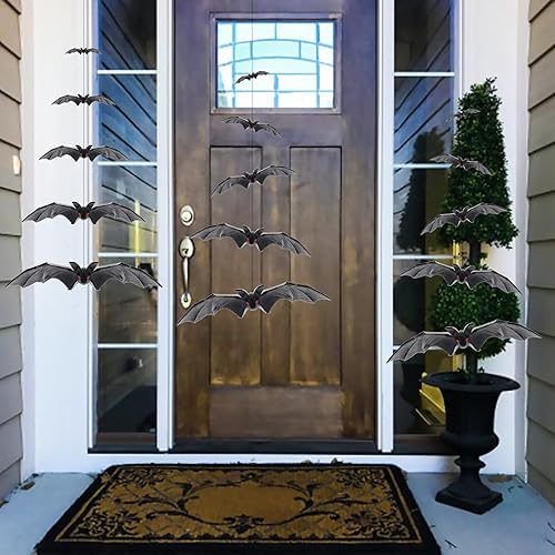 Miniatura 6 de 20 PCS Halloween Hanging Bats Decorations Simulation Flying Plastic Bat Models Fake Bat Figurines for DIY Craft Haunted House, Tree, Front Porch,