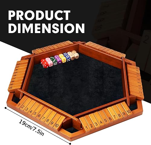 Miniatura 4 de Juego de dados Shut The Box mejorado para 1 a 6 jugadores, mesa de madera para niños y adultos con 16 dados, juego clásico de matemáticas de mesa