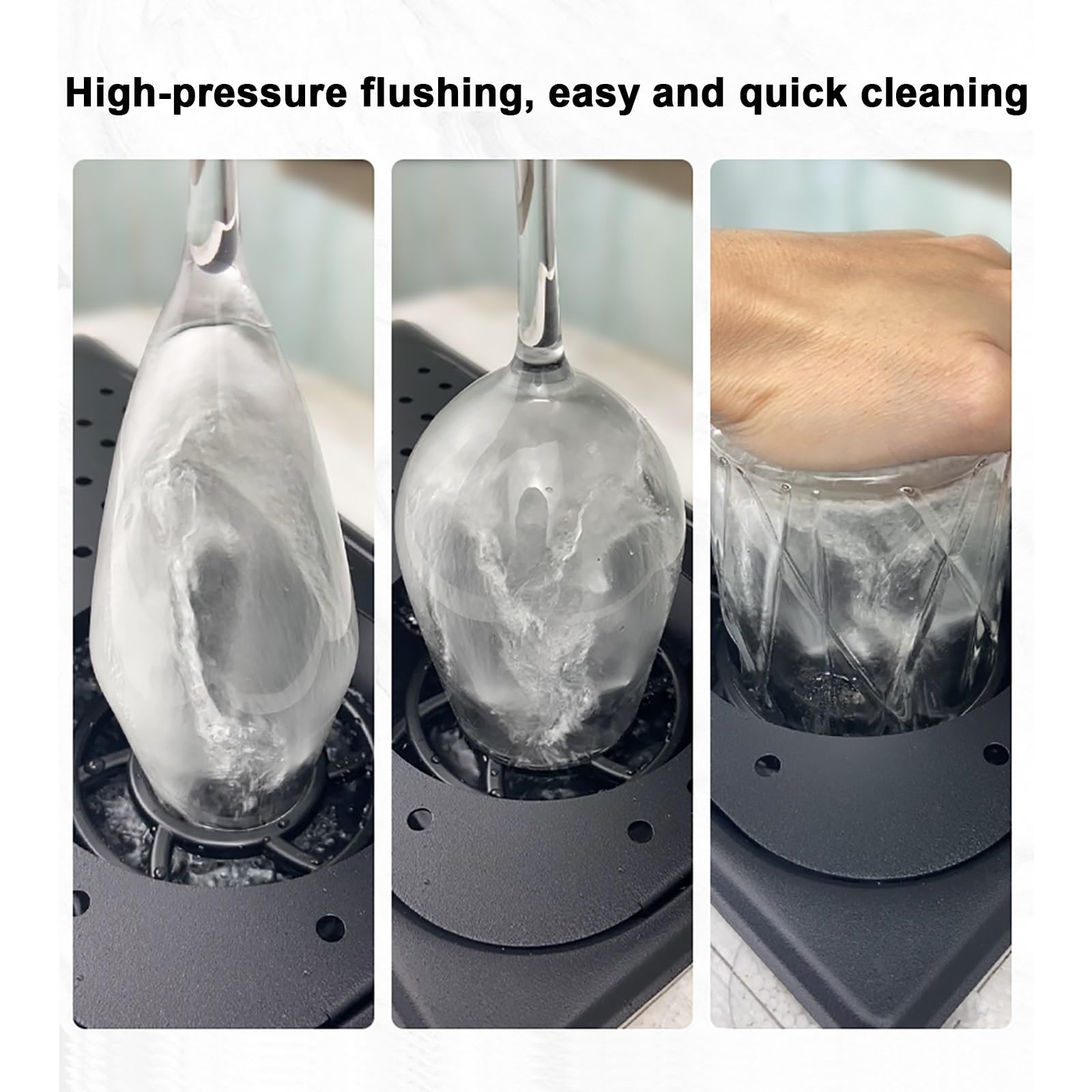 Lavabicchieri da Banco in Acciaio Inox per Lavello da Cucina, Cucina Domestica, Hotel, Bar, Ristorante, Scarico e Vaschetta Raccogli Gocce(Silver)