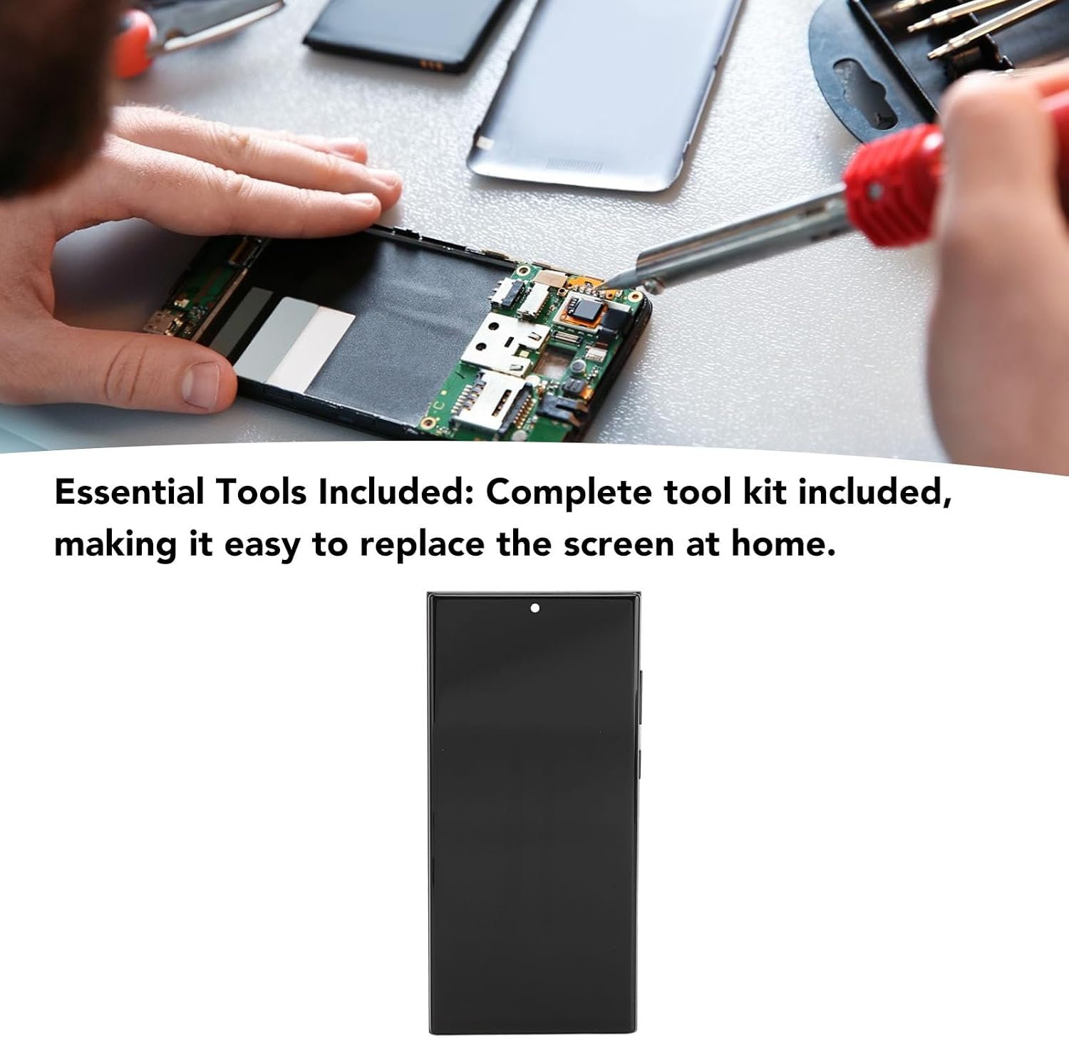 TFT Screen for S22 Ultra, Black TFT LCD Replacement Screen Display Touch Digitizer Assembly with Frame for S22 Ultra S908U S908W, Repair Tools Kits