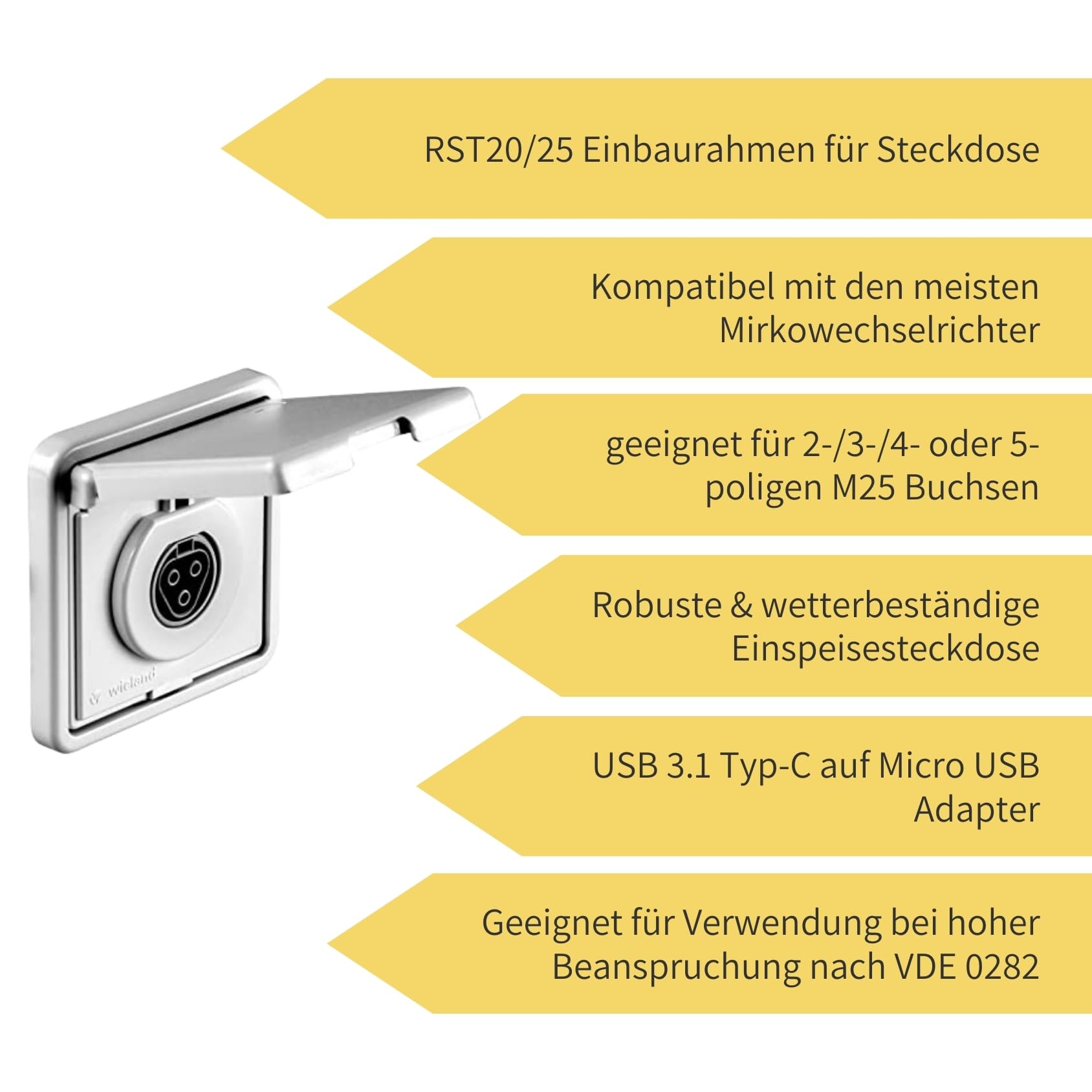 Avoltik Wieland Einbaurahmen mit Buchse Einspeisesteckdose RST20/25 Steckdose für Mini-PV // 99.400.9999.7
