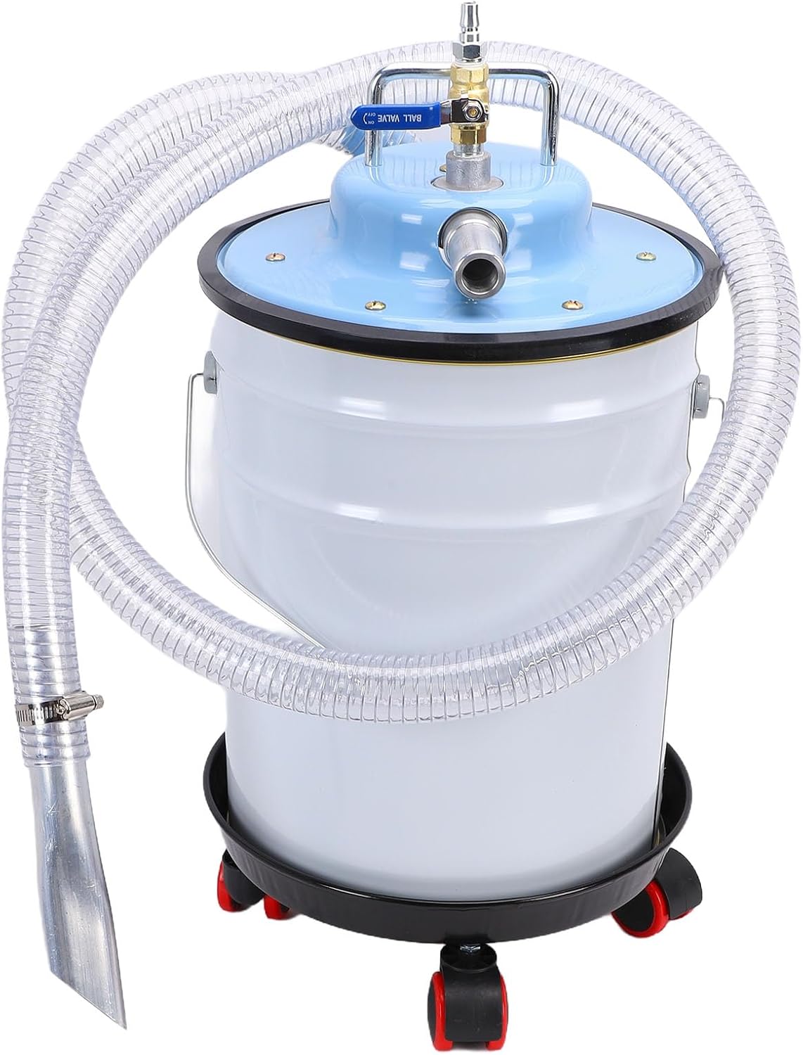 20L Pneumatic Vacuum Cleaner IMPA590722, Stainless Steel Wet Dry Dual Use Industrial Vacuum with Wheels Powerful Suction Auto Float Stop for Iron Chip Oil Wastewater