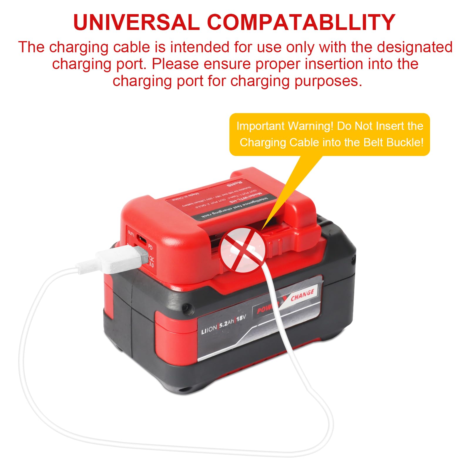 QUPERR 2 szt. Adapter USB kompatybilny z Einhell Power X-Change 18V | Podwójny port USB i USB-C z szybkim ładowaniem, kompatybilny z akumulatorami Einhell Power X-Change 18V