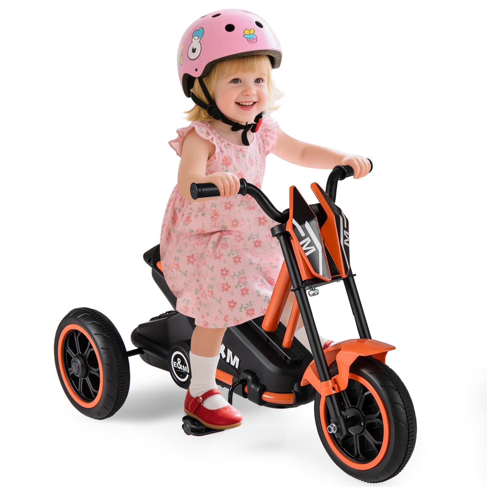 COSTWAY Tricycle Bébé Évolutif avec Guidon & Pédale, Vélo Enfant à 3 Roues avec Pare-Brise Cool, Draisienne pour Garçons Filles de 3 Ans+ (Orange)