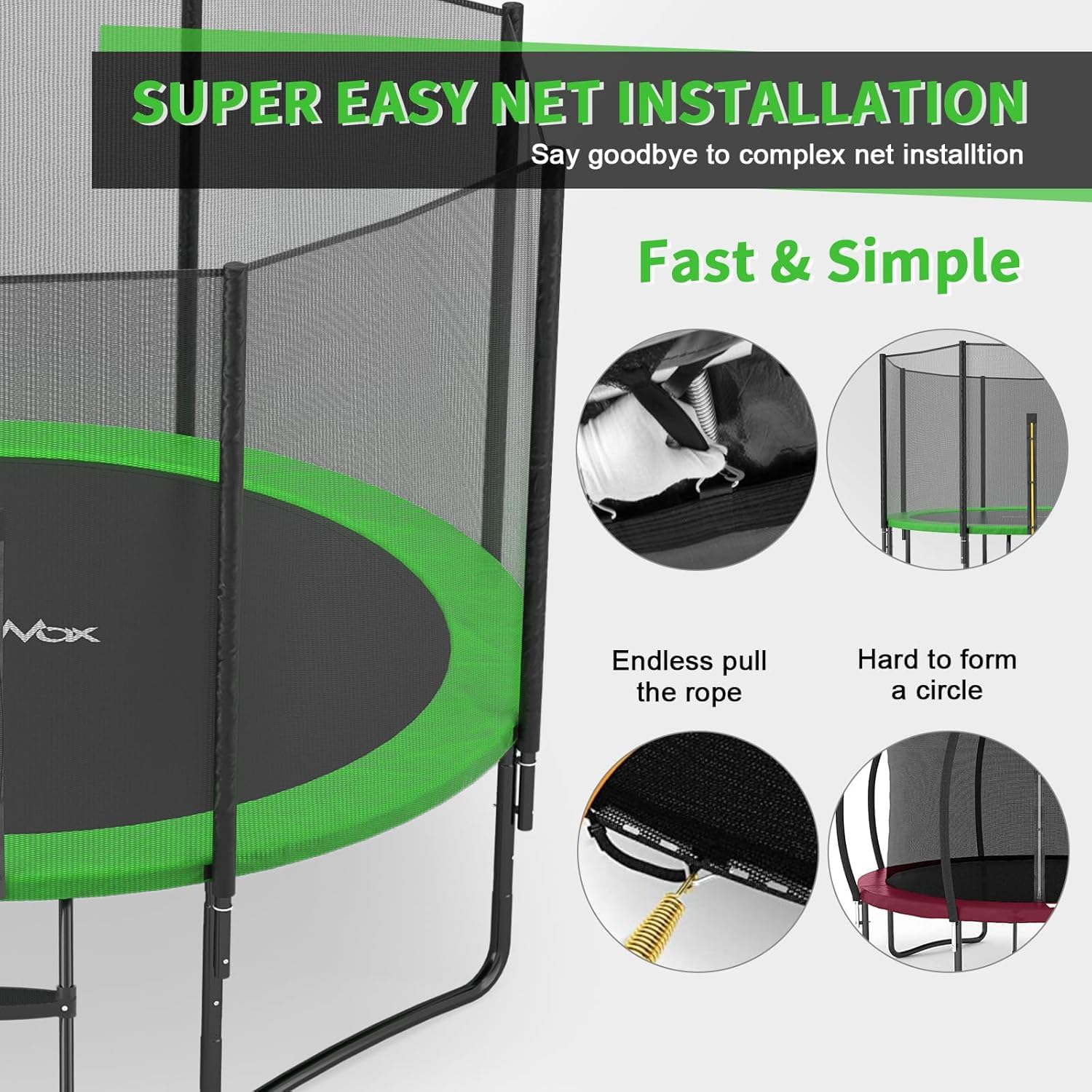 CalmMax Trampolines 12FT Jump Recreational Trampolines with Enclosure Net - ASTM Approved - Combo Bounce Outdoor Trampoline for Kids Family Happy Time