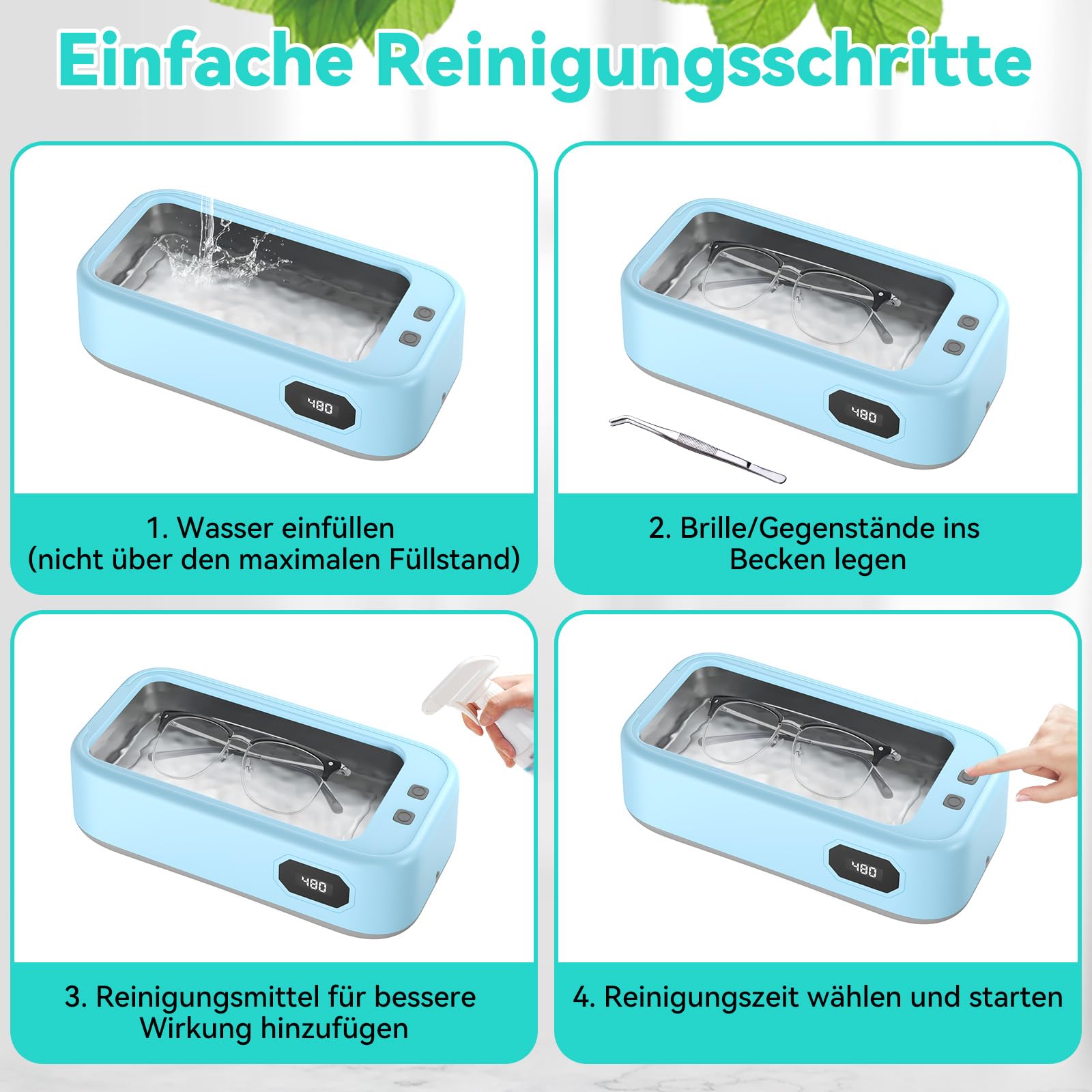 Nettoyeur Ultrasons, Bac a Ultrason 640 ml, 40W 49000HZ Nettoyeur Ultrason, Ultrasonic Cleaner pour Lunettes, Bagues, Pièces de Monnaie, Prothèses Dentaires, Avec Pince et Chiffon de Nettoyage