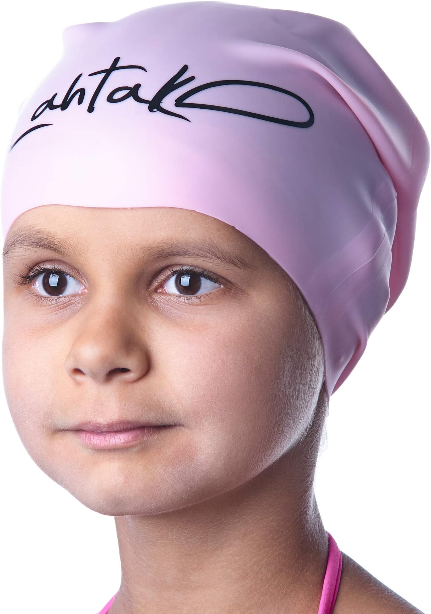 Lahtak Swimming Cap for Kids with Long Curly Hair Braids Dreadlocks (Rose Quartz, Small)
