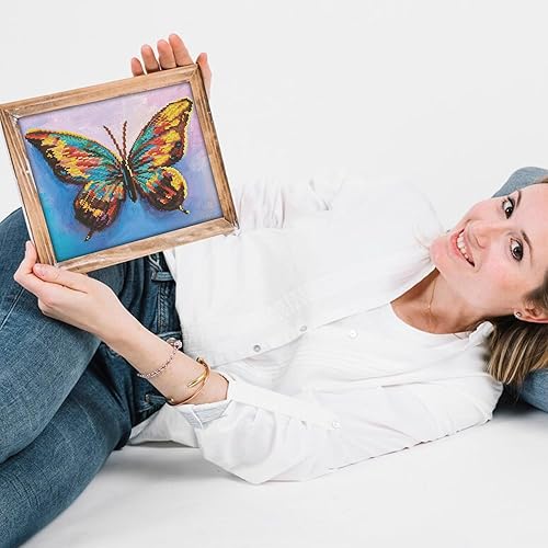 Miniatura 5 de DIAMOND ART BY LEISURE ARTS Mariposa de acuarela, 14 x 11 pulgadas, kits de pintura de diamante intermedio para adultos, arte para adultos, kit,