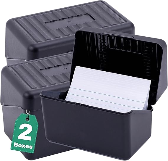 1InTheOffice Index Card Holder 3x5, Plastic Index Card Box, Index Card