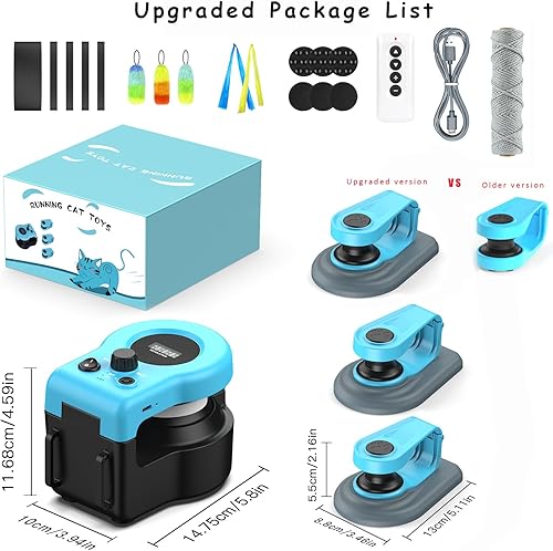 Miniatura 6 de AsFrost Juguete interactivo mejorado para gatos de interior, control automáticomanual, juguete de ratón de plumas de gato, caminadora para gatito