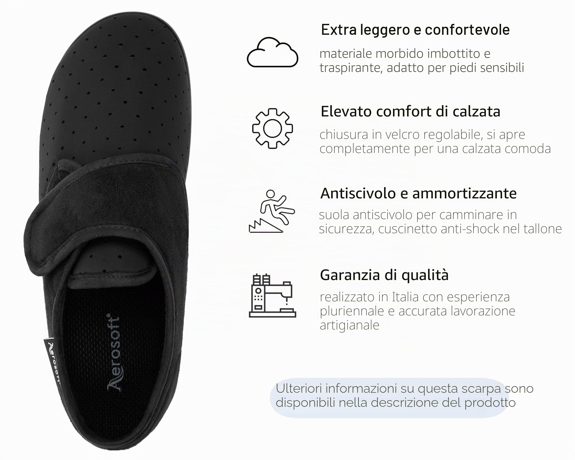 Aerosoft - Calzatura sanitaria Stretch 10, per uomo e donna, priva di pressione, leggera, per interni ed esterni