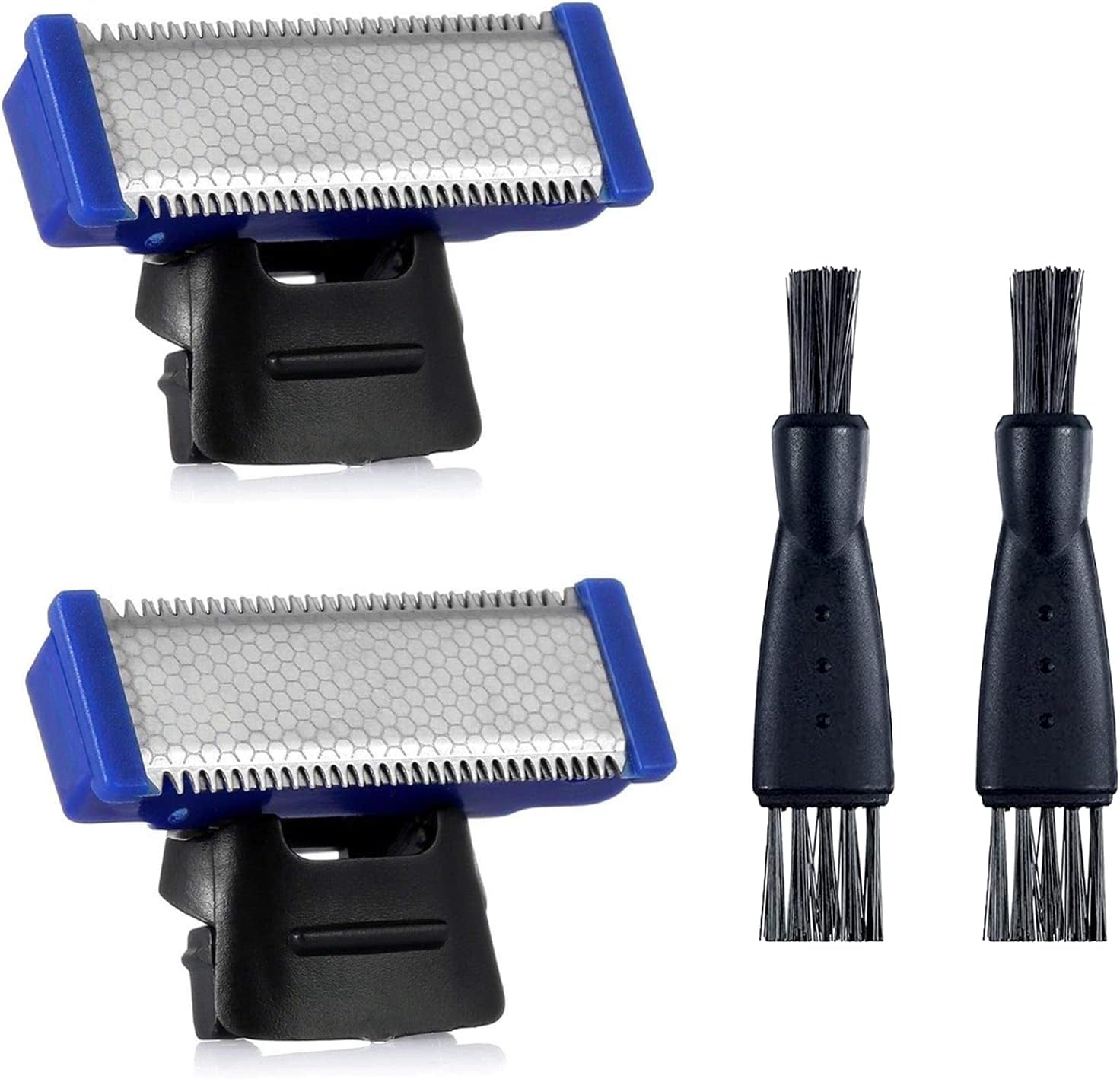 2PCS Shaver Replacement Head Compatible with Micro Touches Solo Trimmer Replacement Blades Solo Razor Blades (2PCS+2 Brushes)