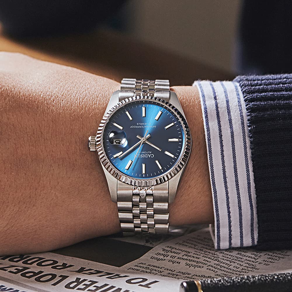 CADISEN Orologio automatico da uomo con riserva di carica meccanica MIYOTA 8215 in acciaio inox vetro zaffiro
