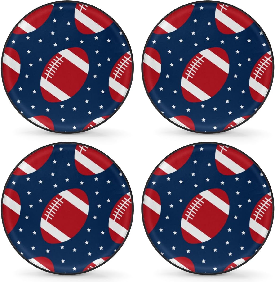 Cartoon Football Tire Covers Portable Spare Tire Cover Soft Durable Waterproof Dustproof Set of 4 Bags 15 Inches for Car Truck SUV Trailer Camper