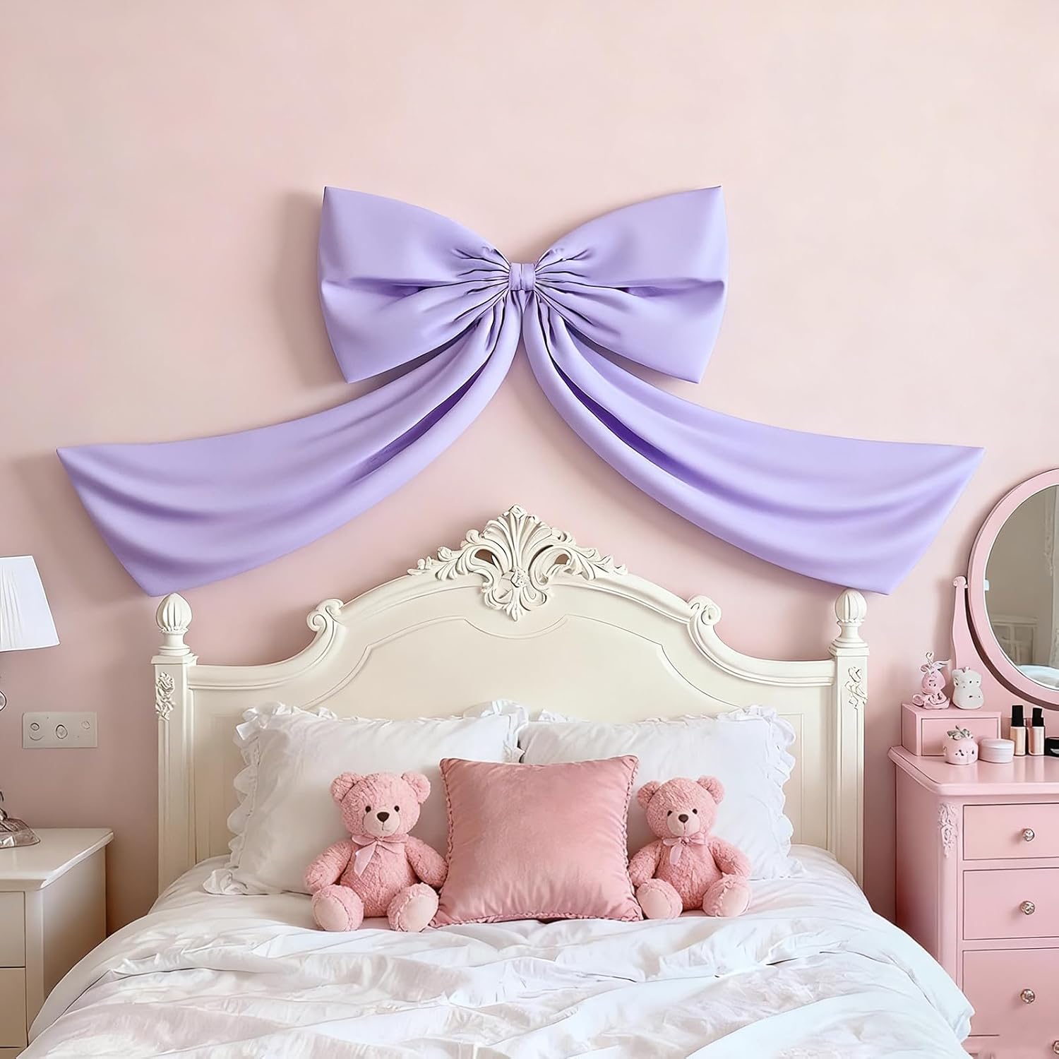 Lavender Large Bow Decor Big Bow for Room, Coquette Giant Ribbon Tie for Birthday Party Backdrop Wall Decor, Bows Decor for Room Wedding Baby Shower Decorations (Lavender Purple, 24 x 36 Inches)