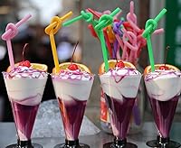 Vista 8 de ALINK 100 popotes desechables de plástico de colores surtidos, pajitas flexibles de 10.2 pulgadas de largo para fiestas