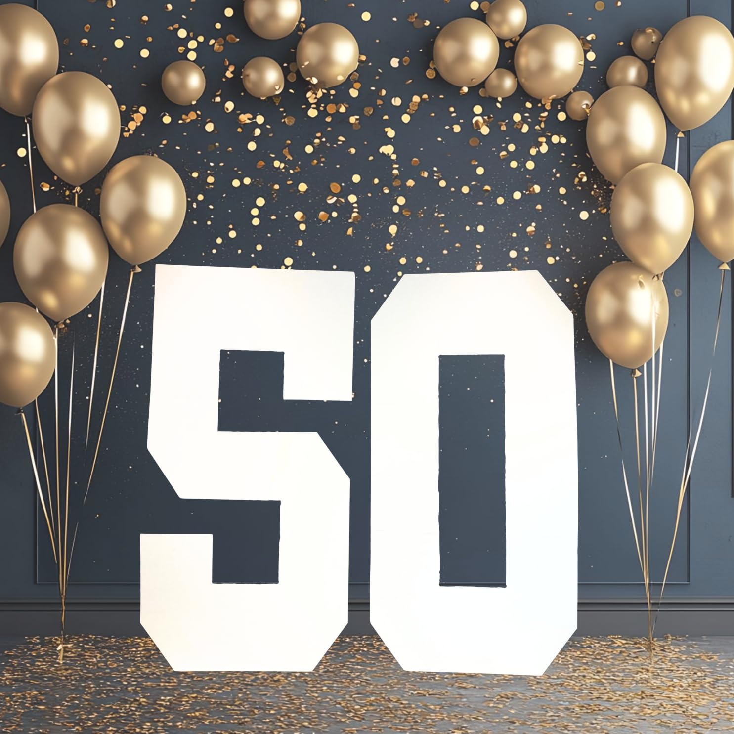 Cardécoray 4Ft Large Cardboard Numbers - Diy Birthday Party Decorations, Giant Number Props, Customizable Freestanding Display Numbers (50)