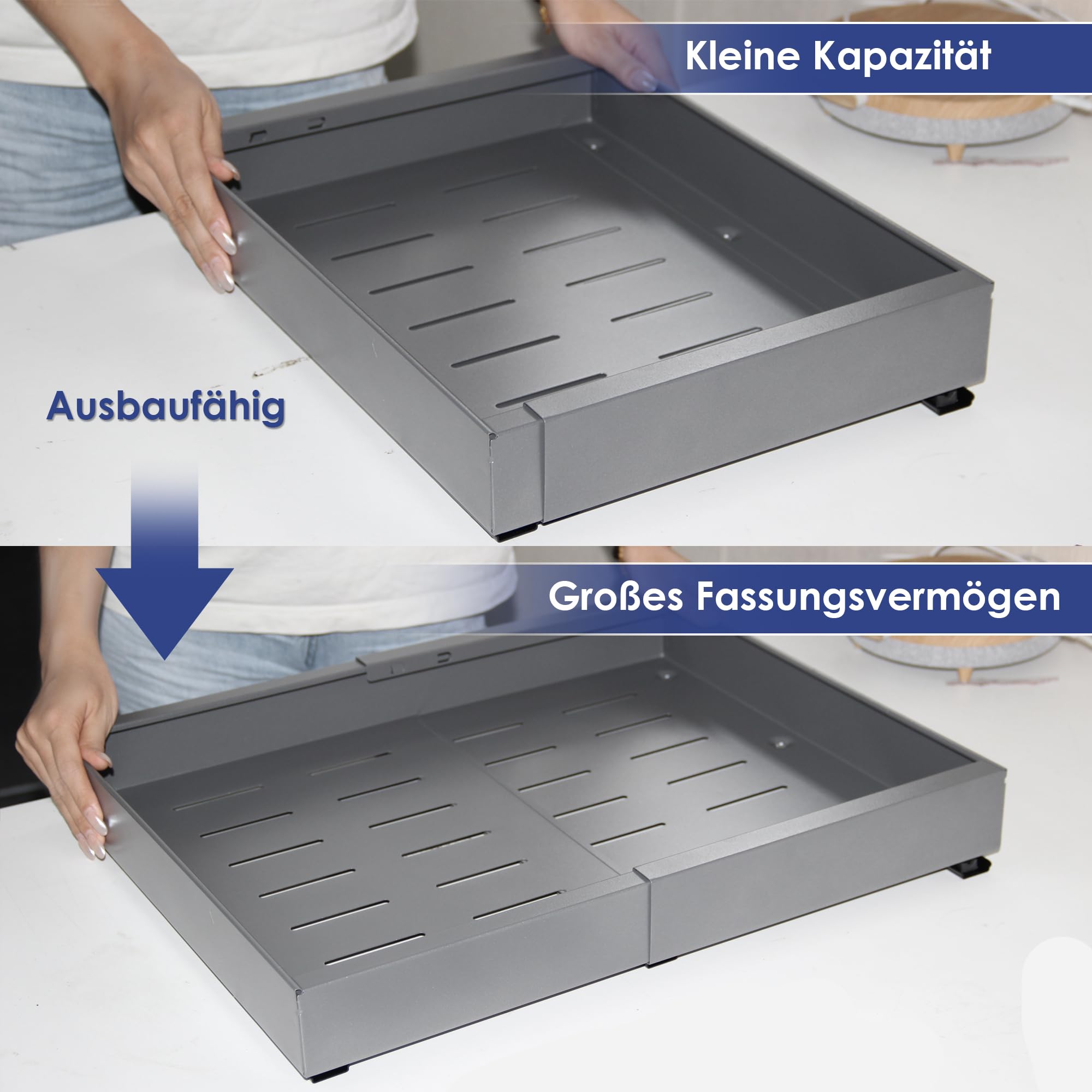 CASARIA® 4x Tiroir Télescopique De Rangement 60 Cm Pour Armoire Cuisine Tiroir De Cuisine Métal