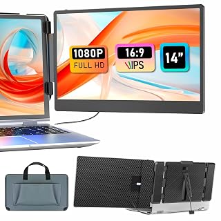 KEFEYA Laptop Screen Extender 14-inch, FHD 1080P IPS Laptop Monitor Extender Dual Screen, Portable Monitor for Laptops 13-17" with USB-C/HDMI Port, Plug n Play for Windows/Mac/Android/Switch/PS5 - Amazon product rated Grade B