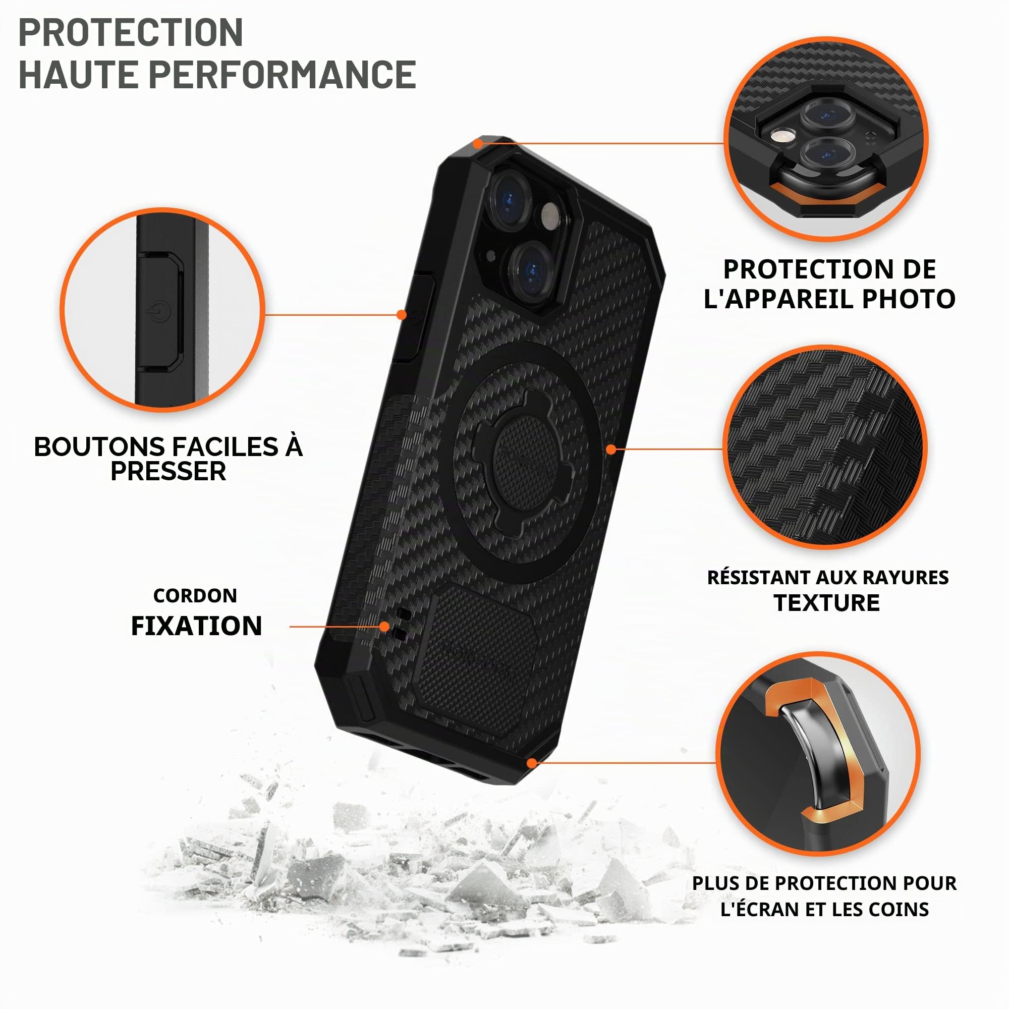 Rokform - Coque pour iPhone 13 Mini, série robuste, compatible avec Dual Magnet Plus MagSafe, protection magnétique Apple Gear, coque pour iPhone avec verrouillage RokLock Twist Lock, armure testée en