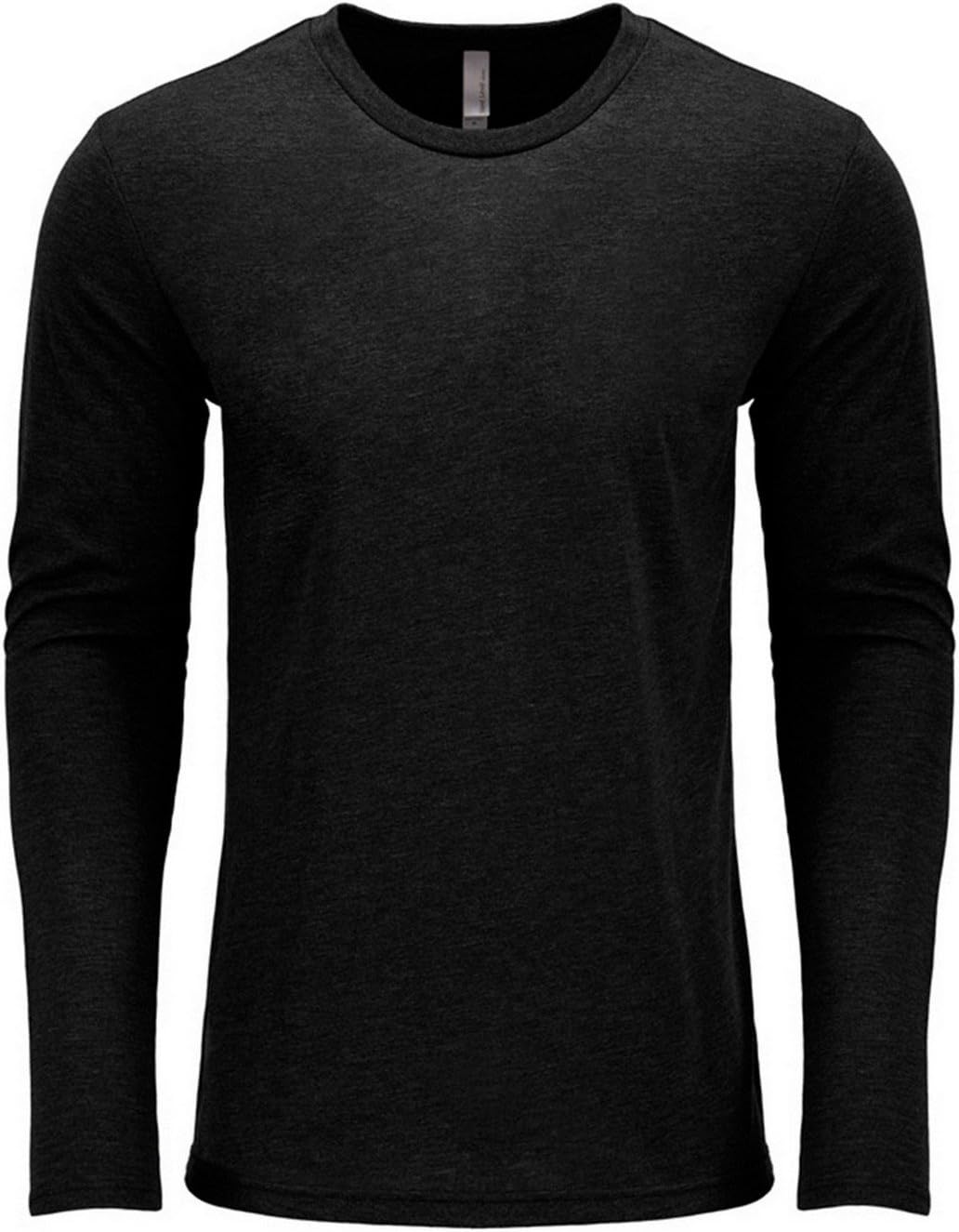 Next Level 6071 Mens Triblend Long Sleeve Crew Tee Vintage Black Small
